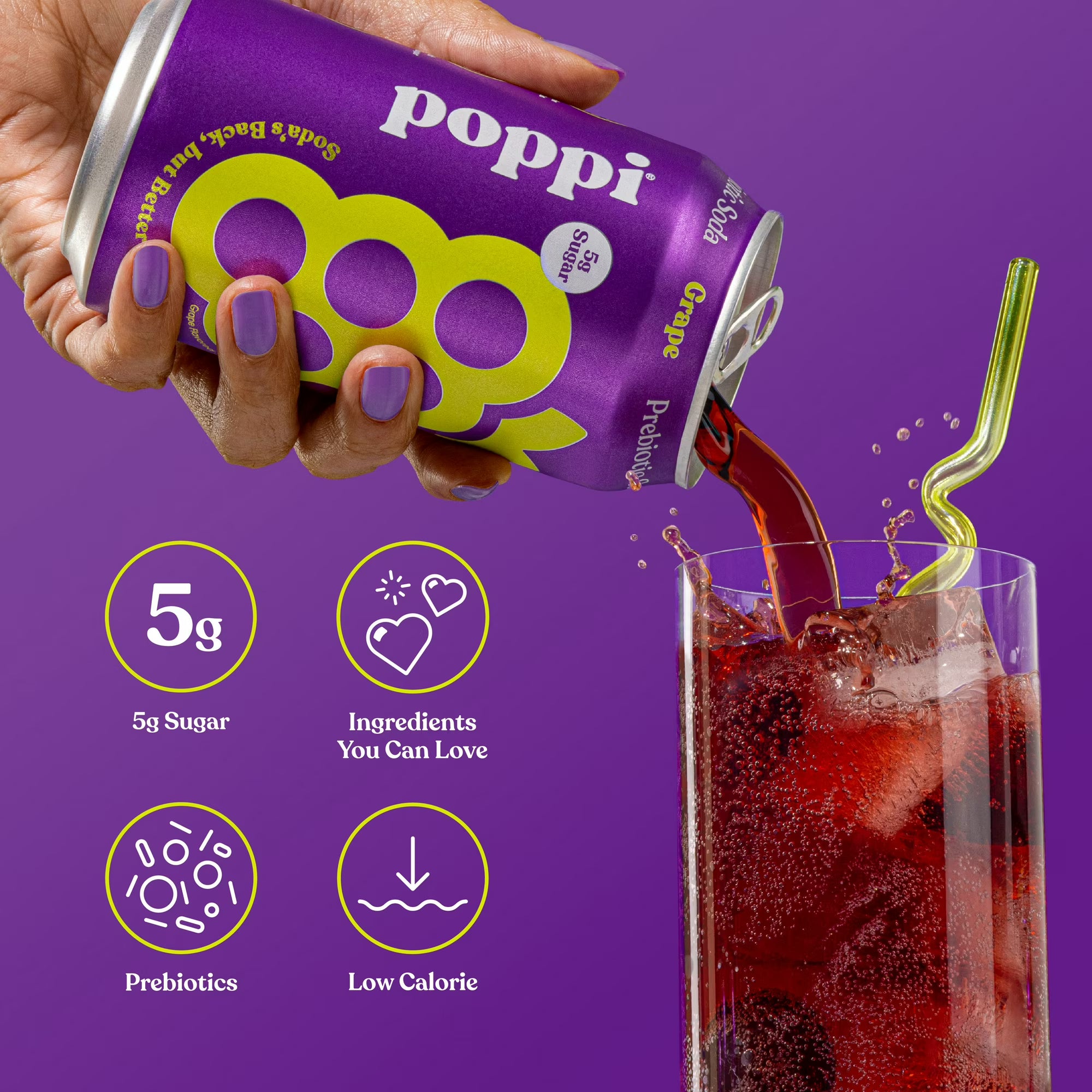 poppi Prebiotic Soda Grape