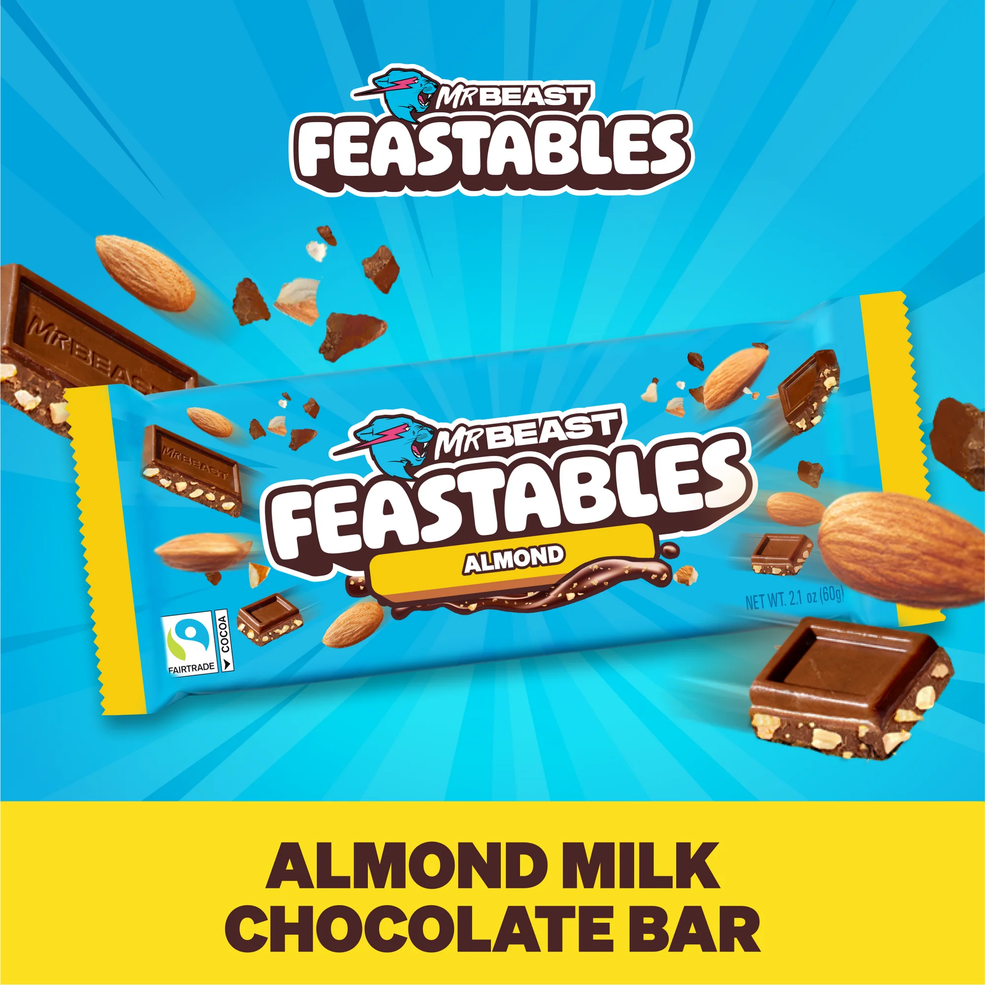 Feastables MrBeast Barre de chocolat aux amandes