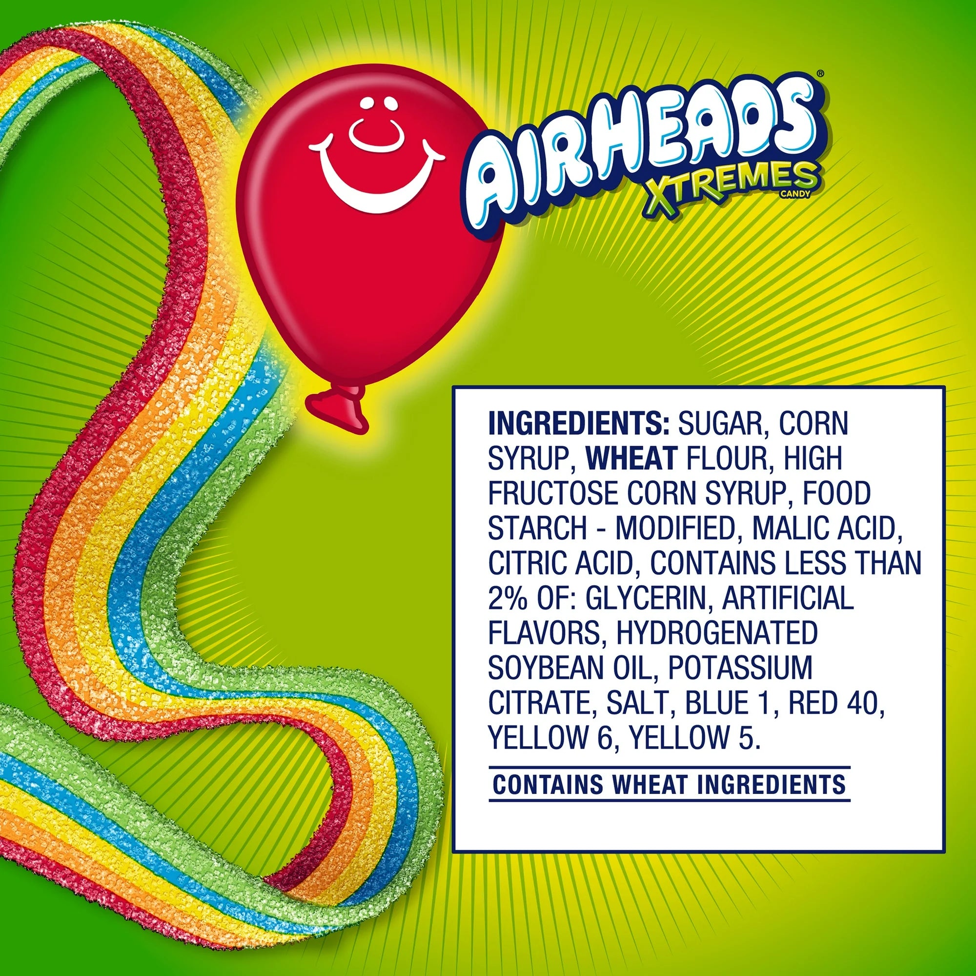 Airheads Xtremes Belts Rainbow Berry Sour Candy
