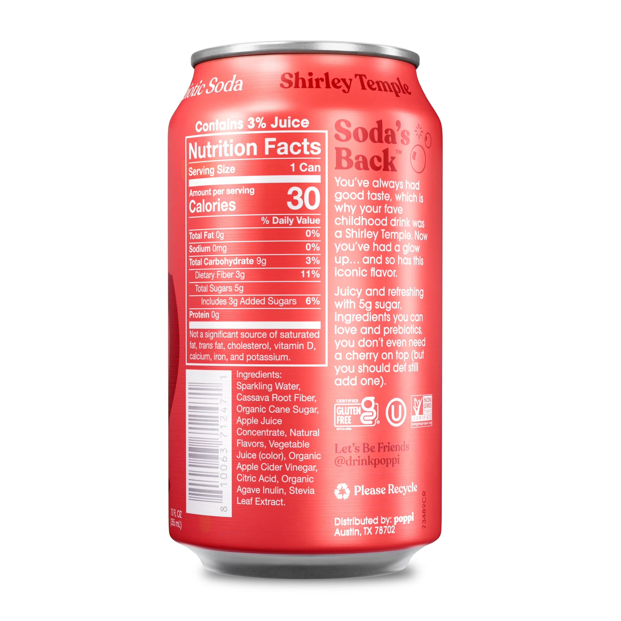 poppi Prebiotic Soda Shirley Temple