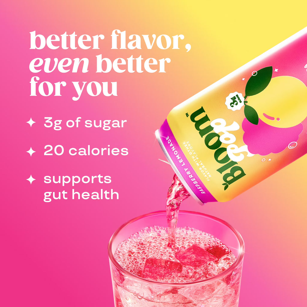 Bloom Pop Prebiotic Soda Raspberry Lemon