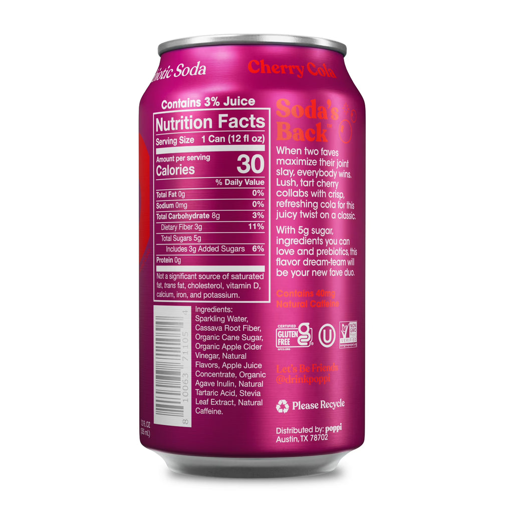 Soda prébiotique Poppi Cerise Cola