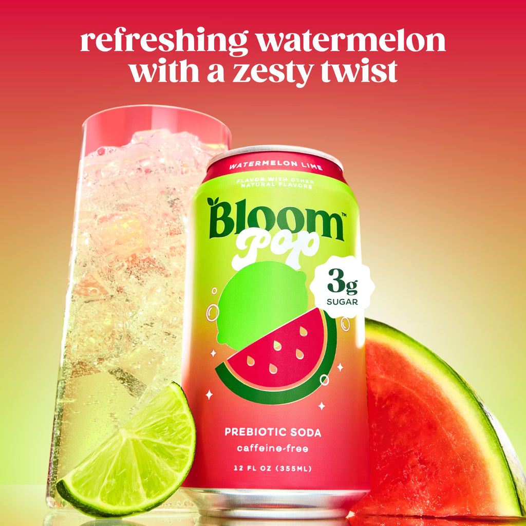 Bloom Pop Prebiotic Soda Watermelon Lime