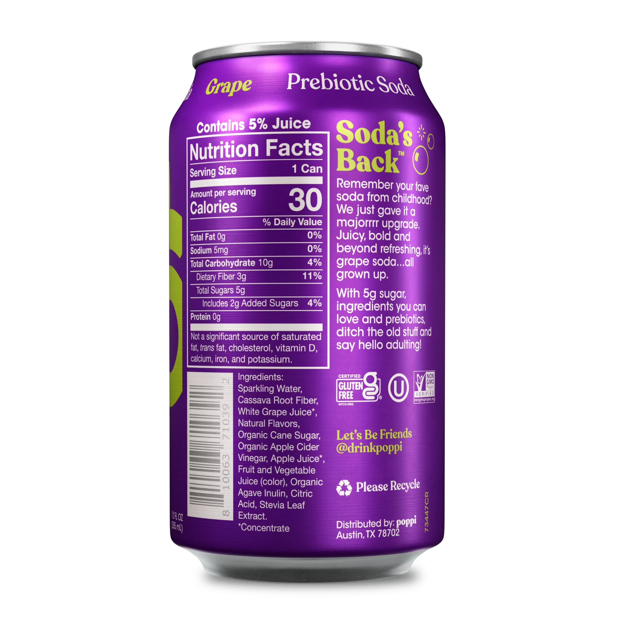poppi Prebiotic Soda Grape