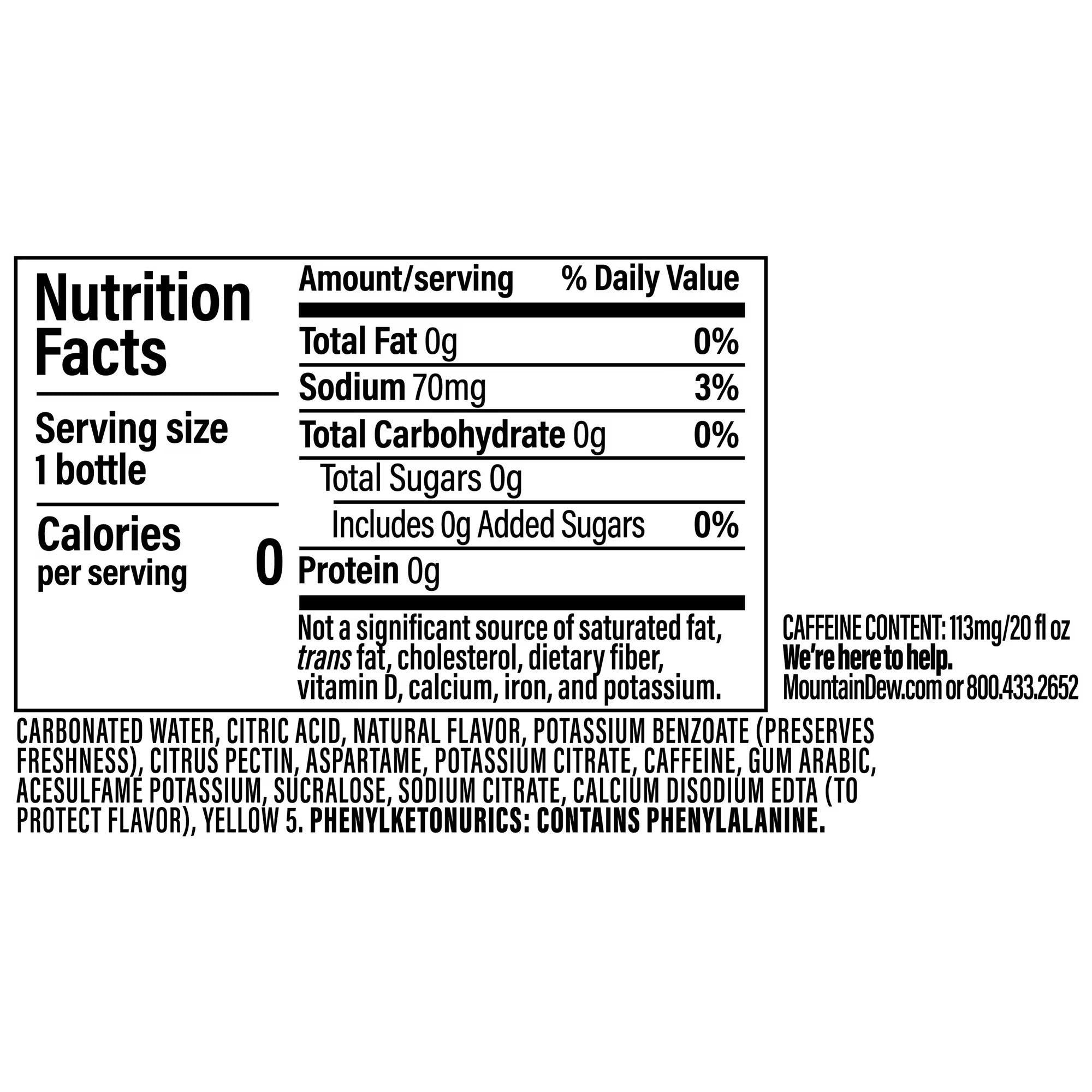 Mountain Dew Citrus Soda Zero Sugar