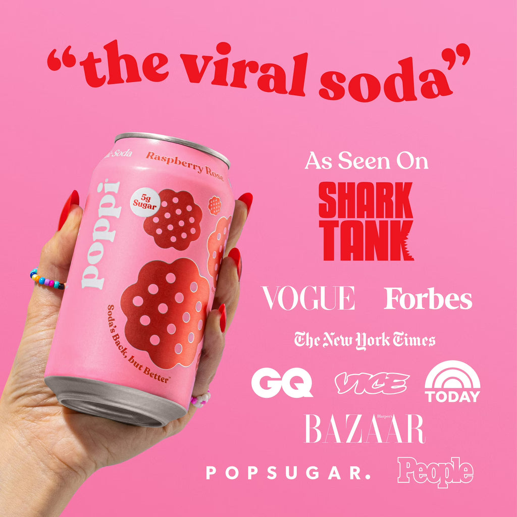 poppi soda prébiotique framboise rose