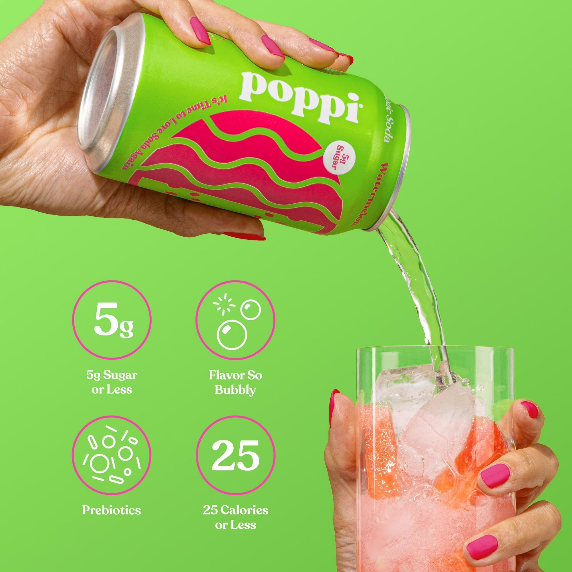 boisson gazeuse prébiotique pastèque Poppi