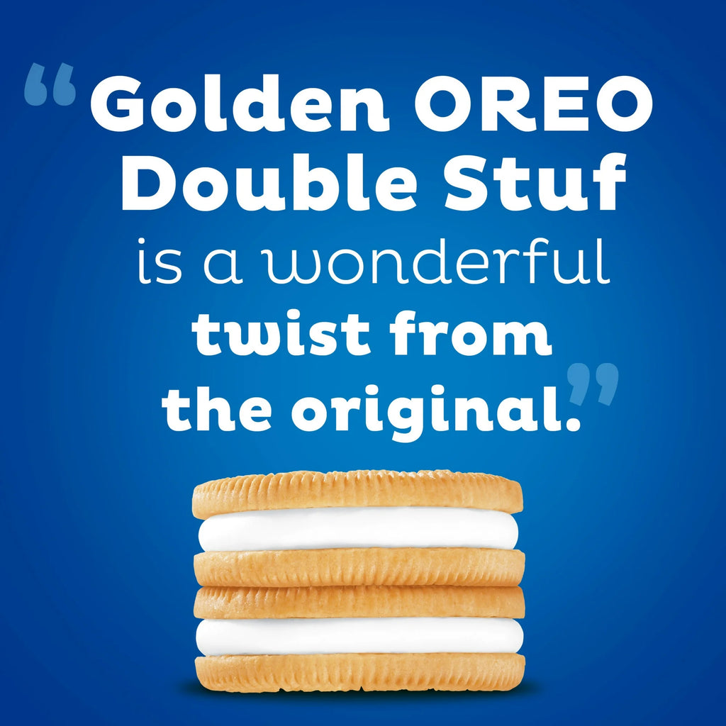 Oreo Double Stuf Golden Sandwich Cookies – American Vanilla Cookies with Extra Creme