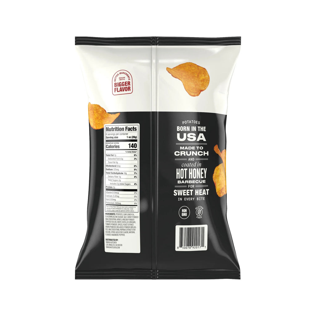 Chips de pommes de terre cuites à l'ancienne Smash Kitchen au miel épicé et sauce barbecue, sans OGM