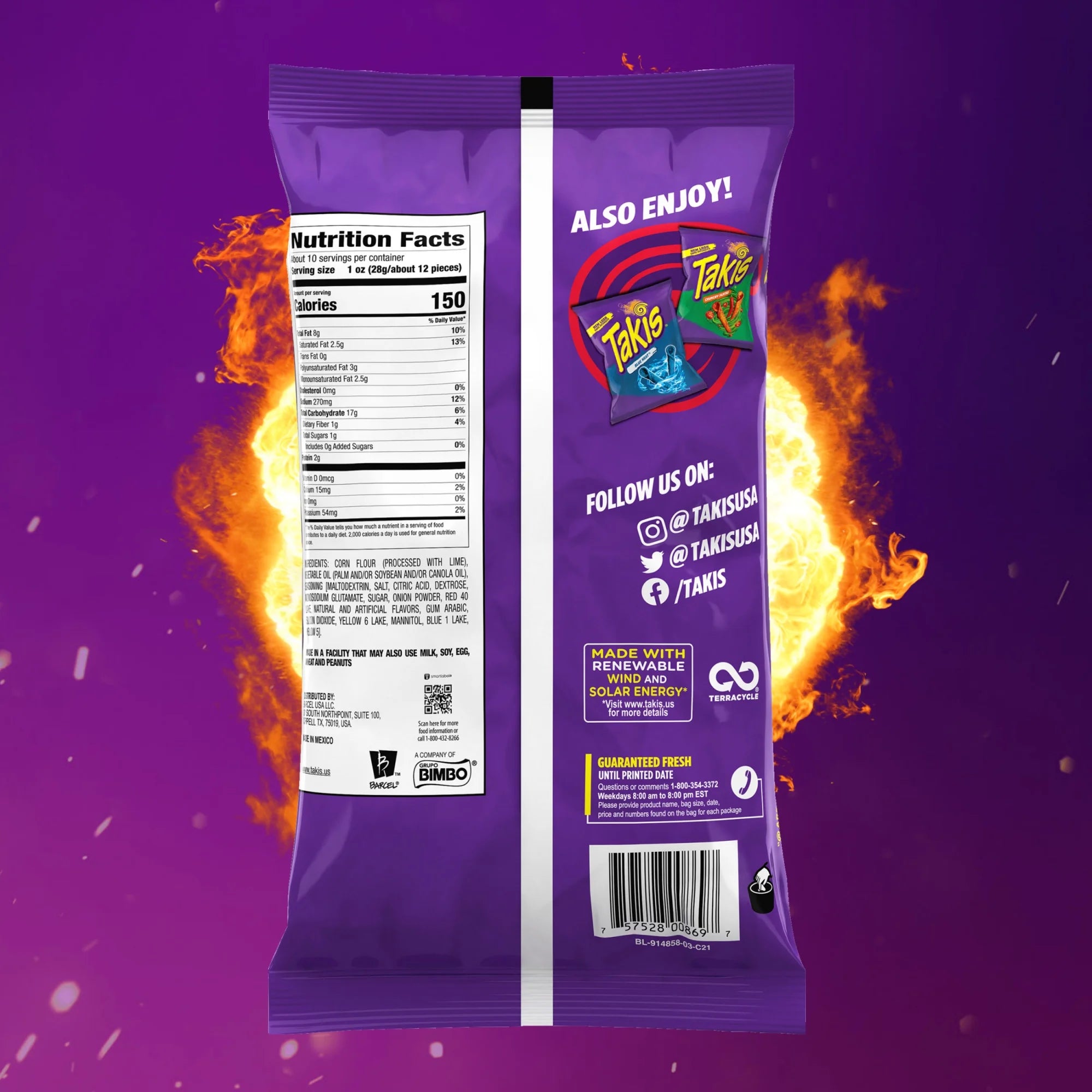 Takis Nitro Tortilla Chips Roulées Saveur Habanero et Citron Vert