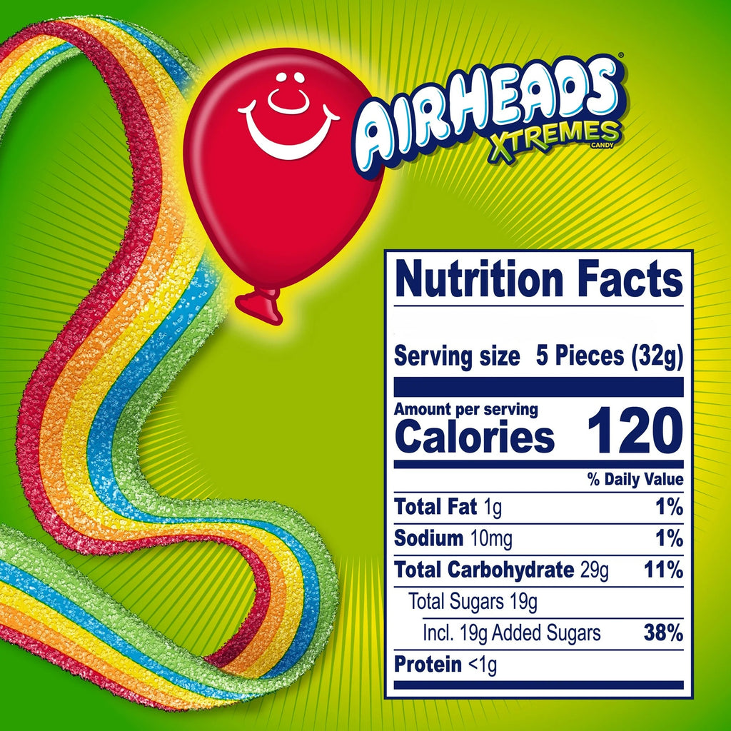 Airheads Xtremes Belts Rainbow Berry Sour Candy