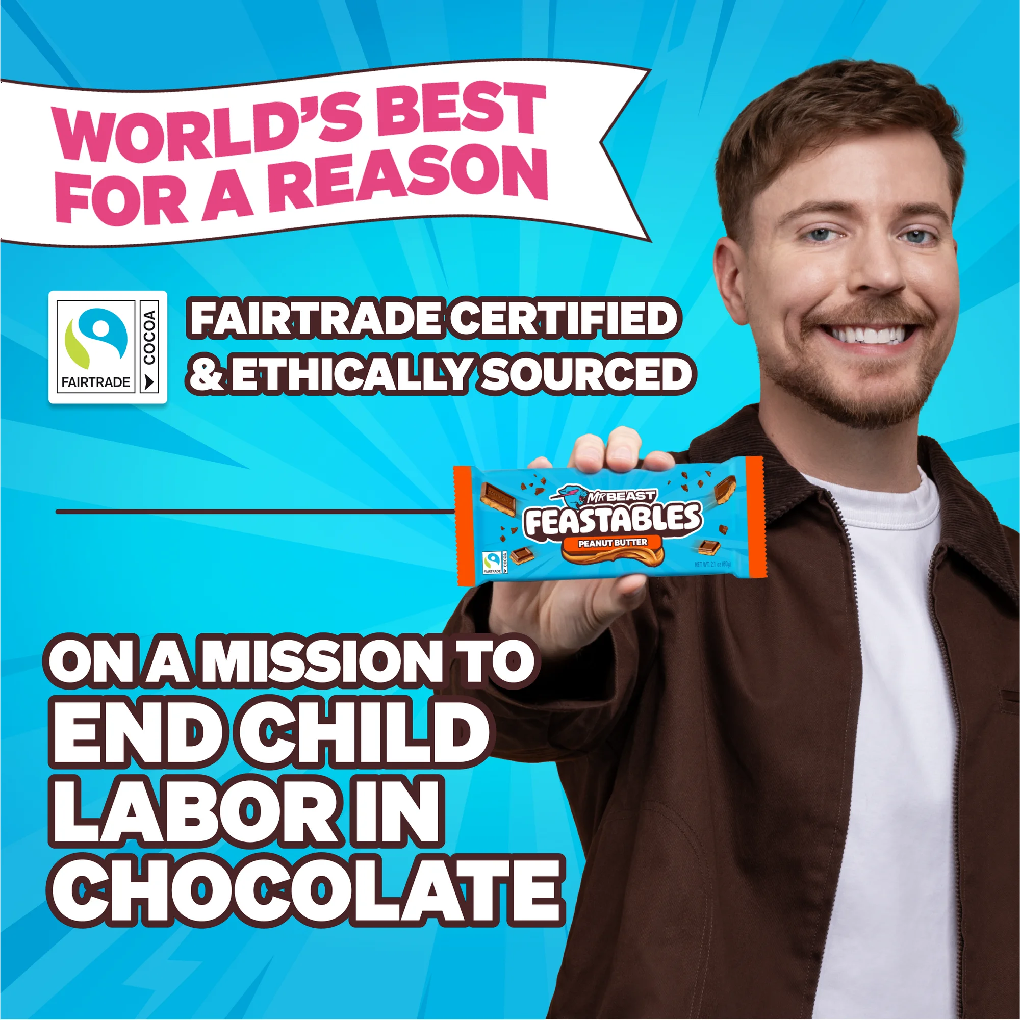 Feastables MrBeast Barre de chocolat au lait et beurre de cacahuète