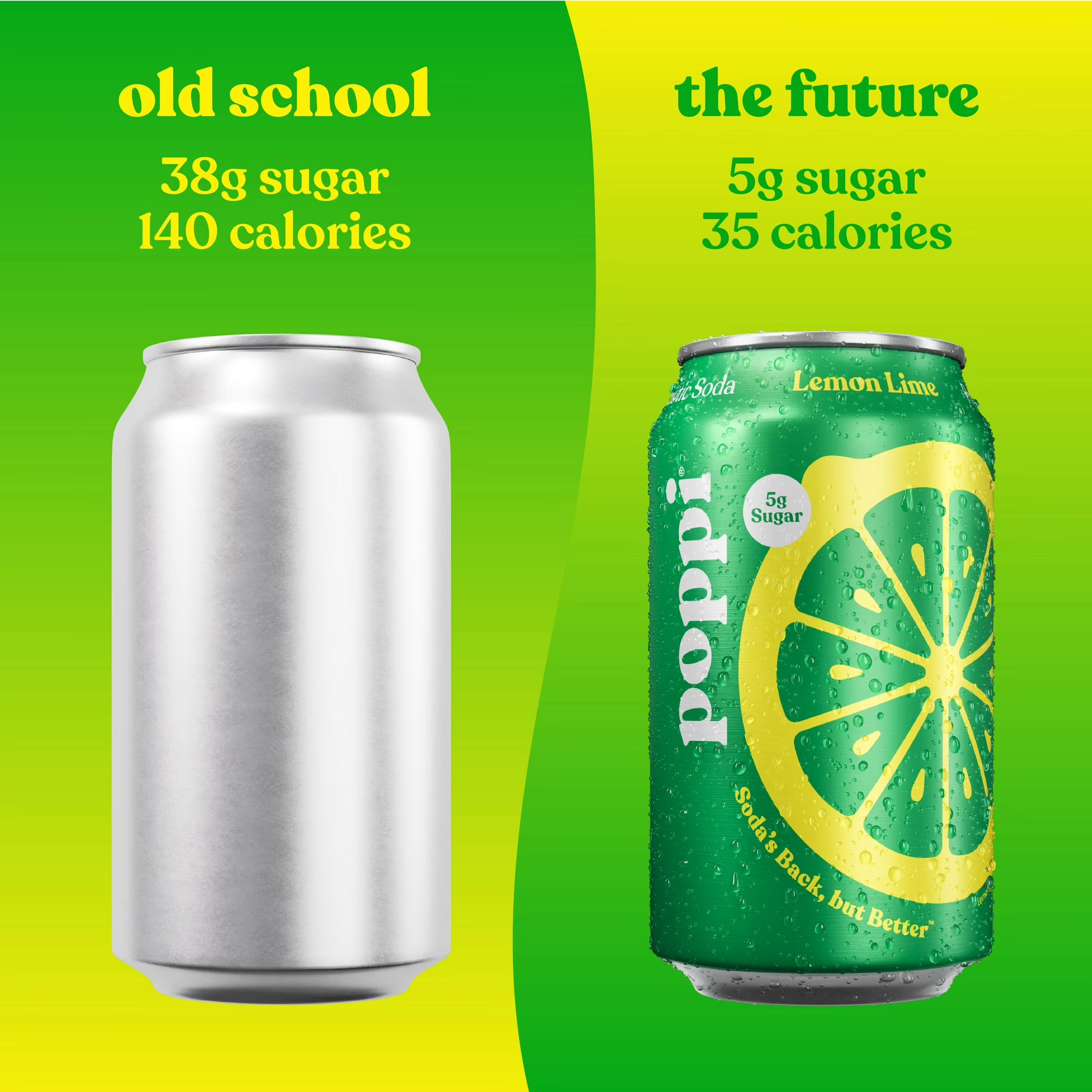 Boisson gazeuse prébiotique poppi citron vert
