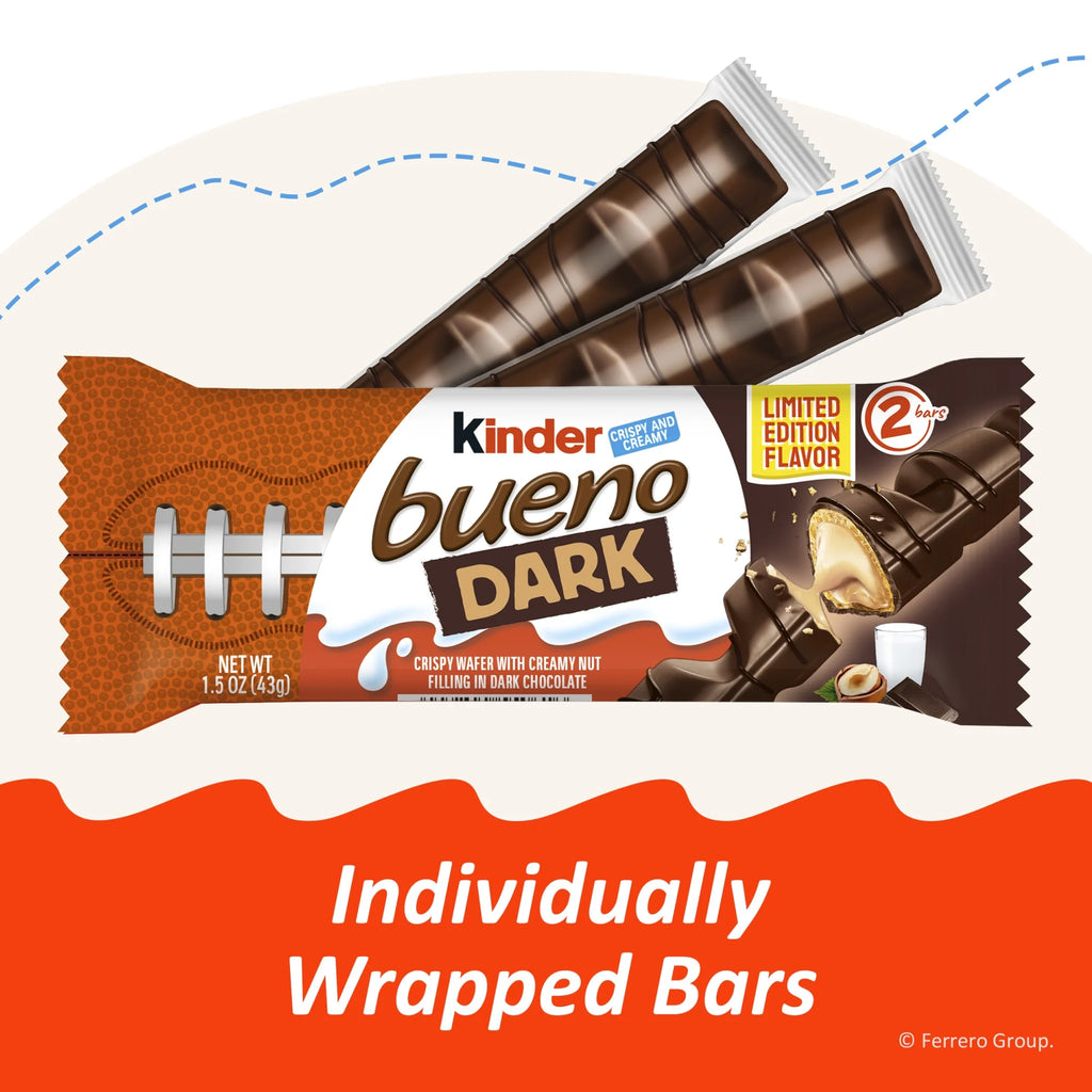 Kinder Bueno Dark Chocolate Bars with Creamy Hazelnut Filling