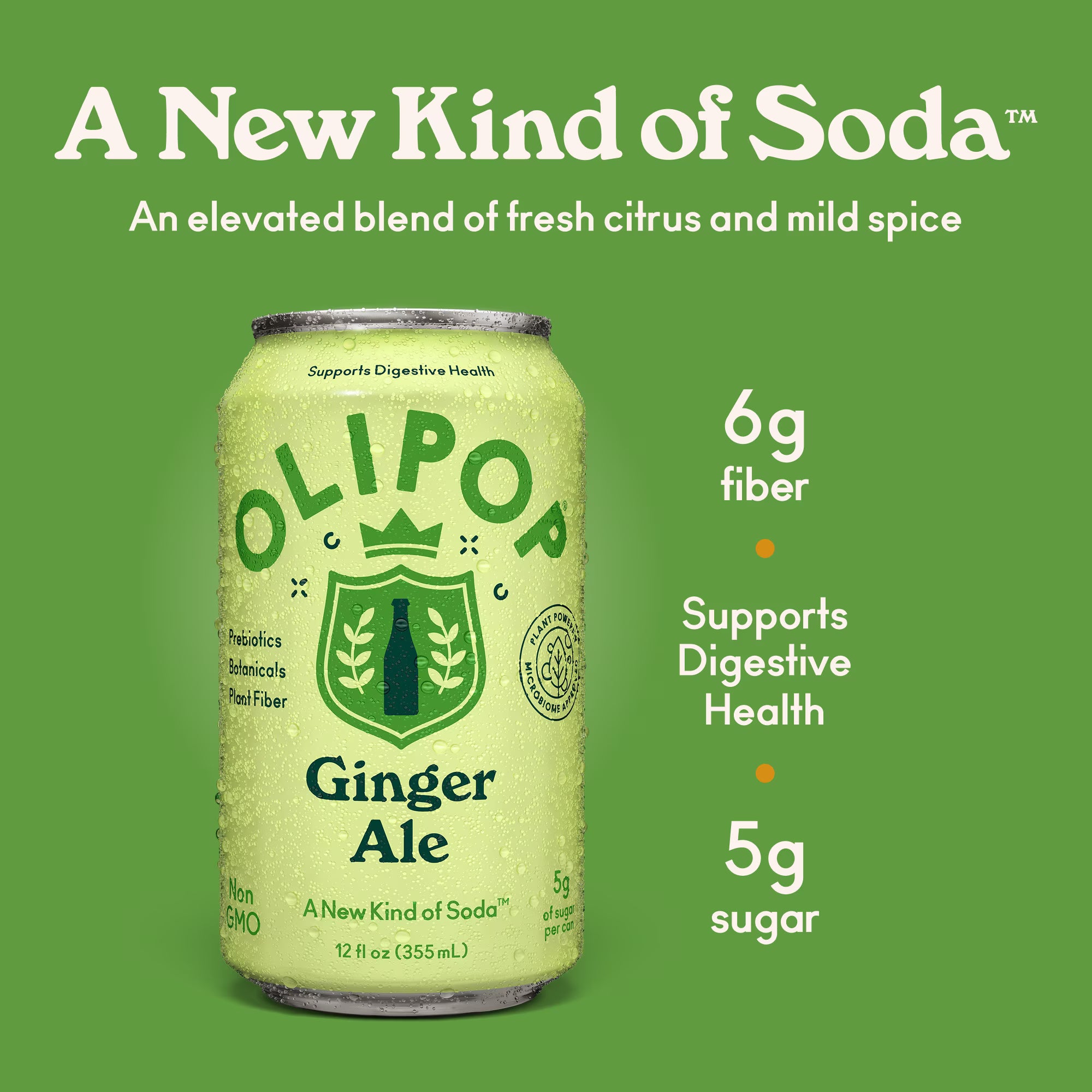 OLIPOP Soda prébiotique Ginger Ale