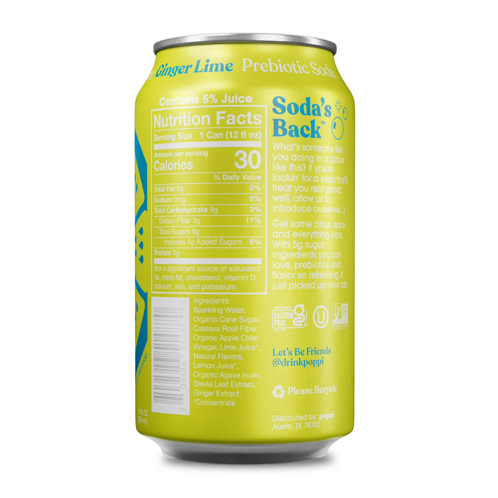 poppi Prebiotic Soda Ginger Lime