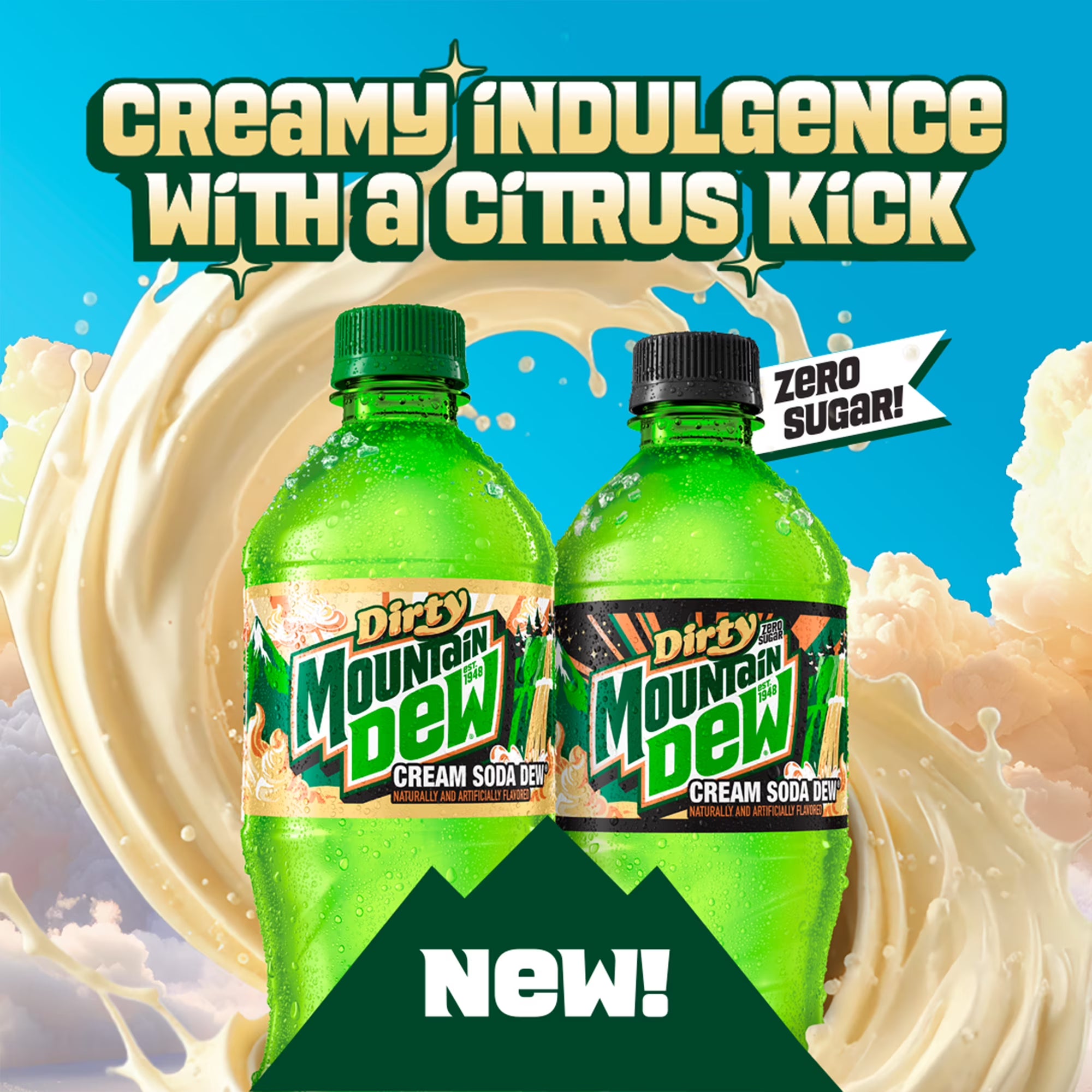 Mountain Dew Dirty Dew Cream Soda Zero Sugar
