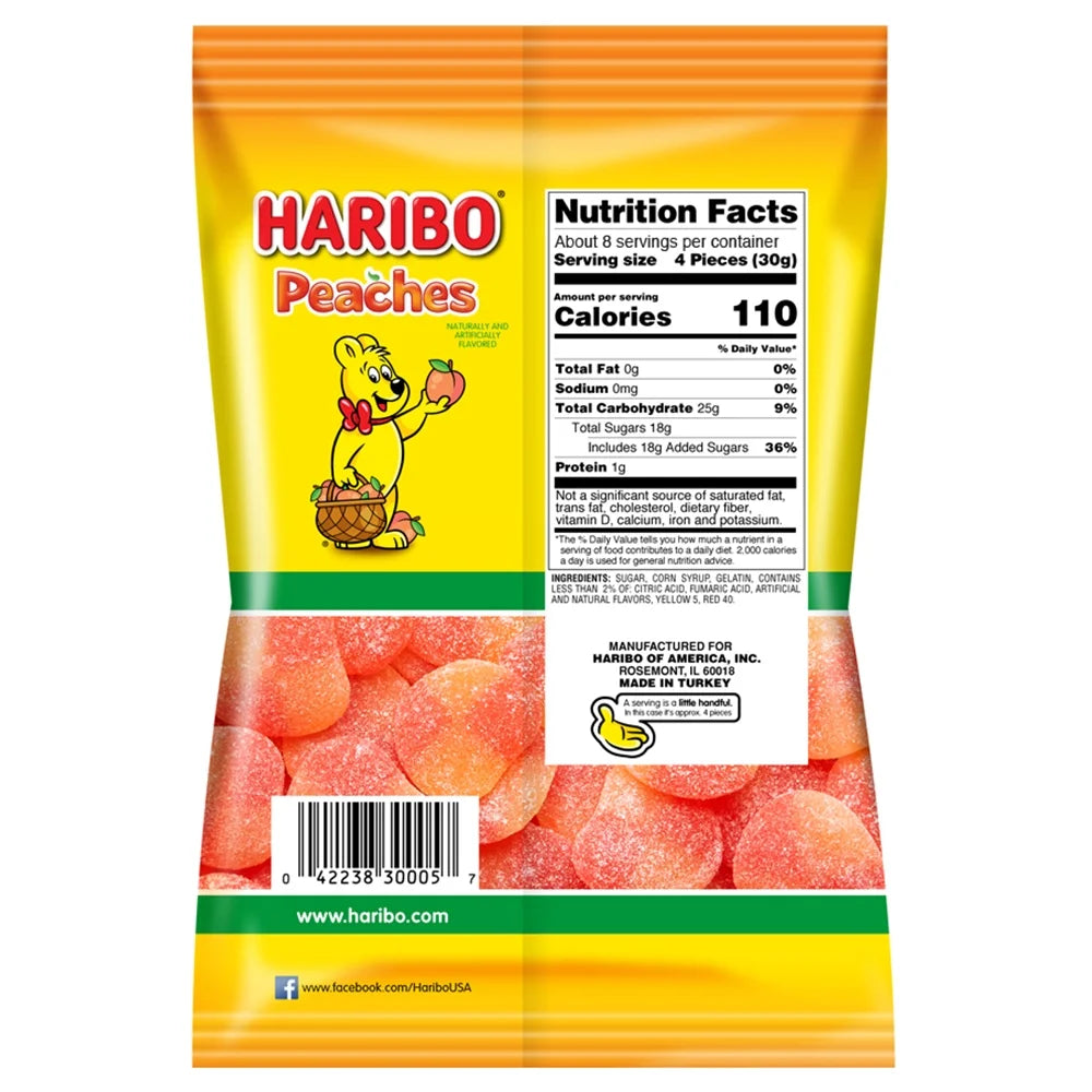 Bonbons gélifiés Haribo à la pêche