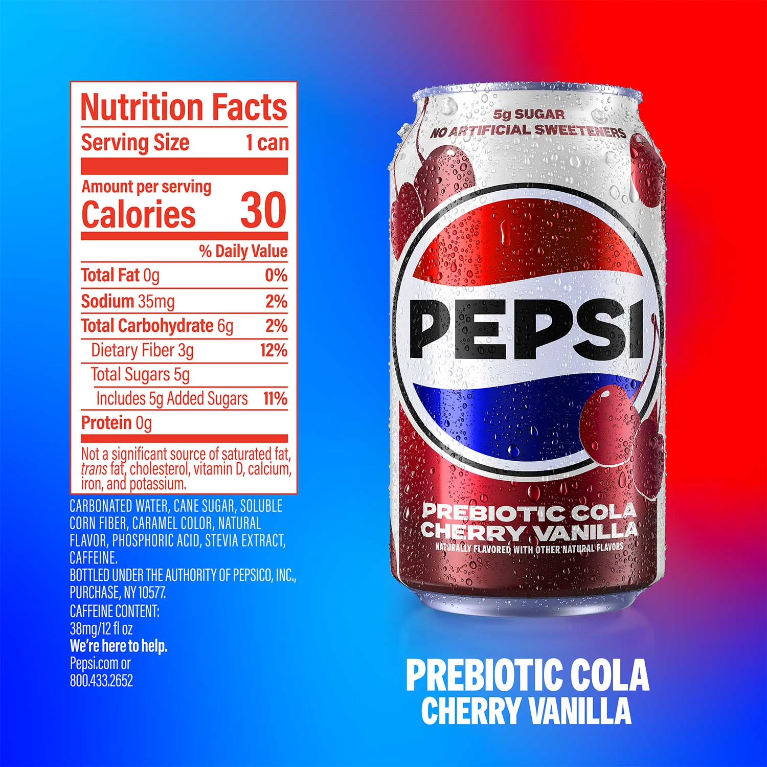 Pepsi Cola prébiotique Cerise Vanille