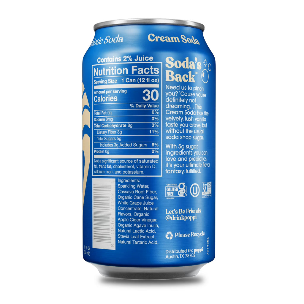 poppi Boisson gazeuse prébiotique saveur crème soda