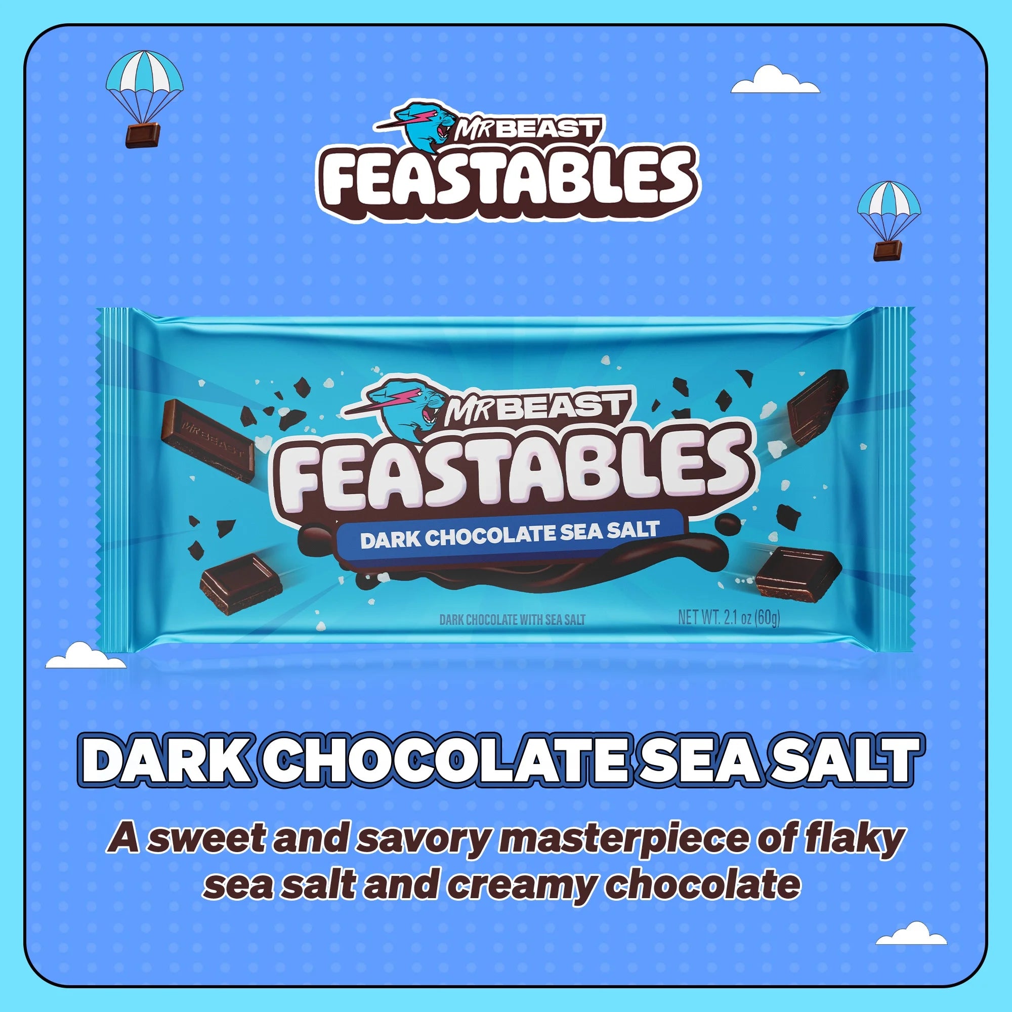 Feastables MrBeast Barre de Chocolat Noir et Sel de Mer