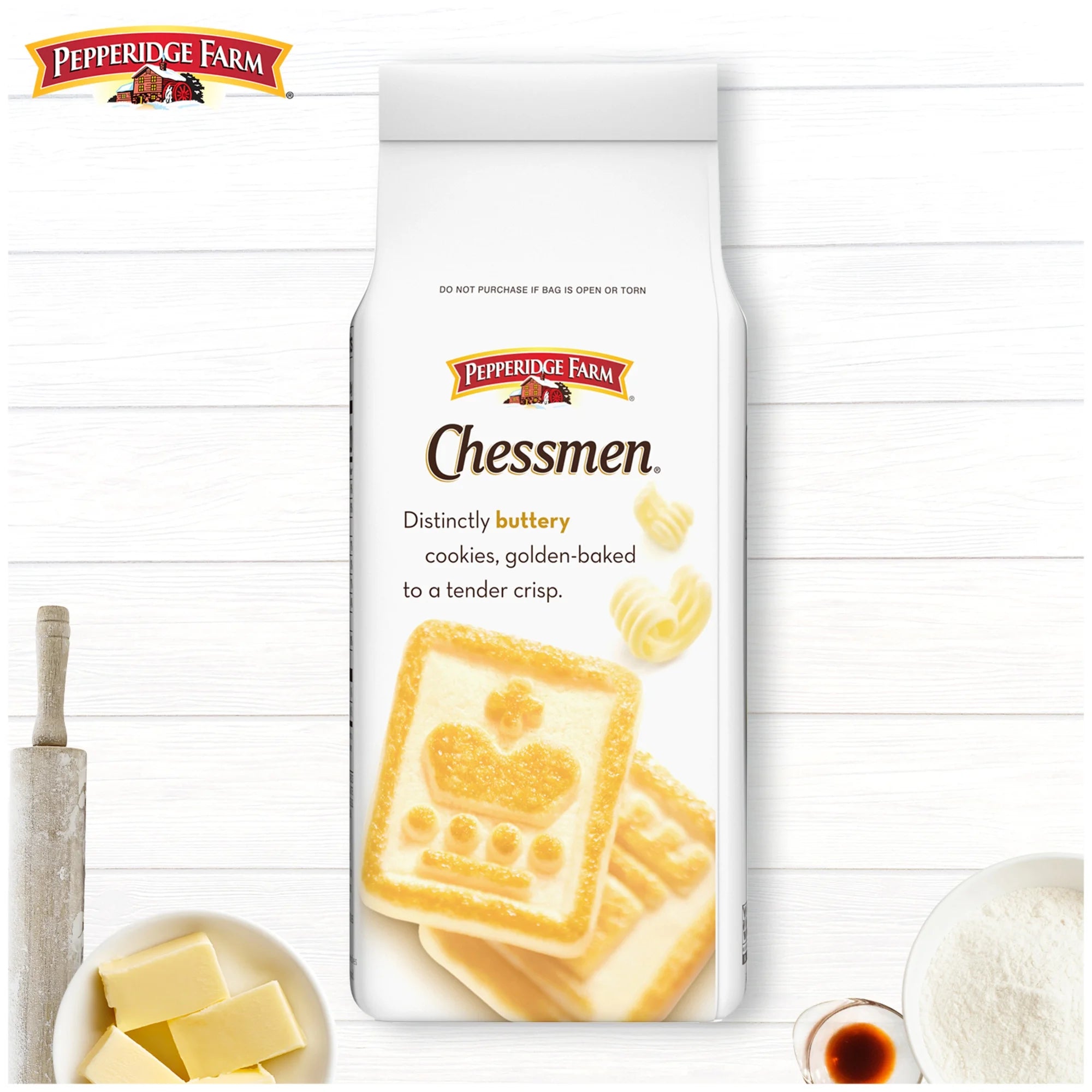 Pepperidge Farm Chessmen cookies packaging on a white background