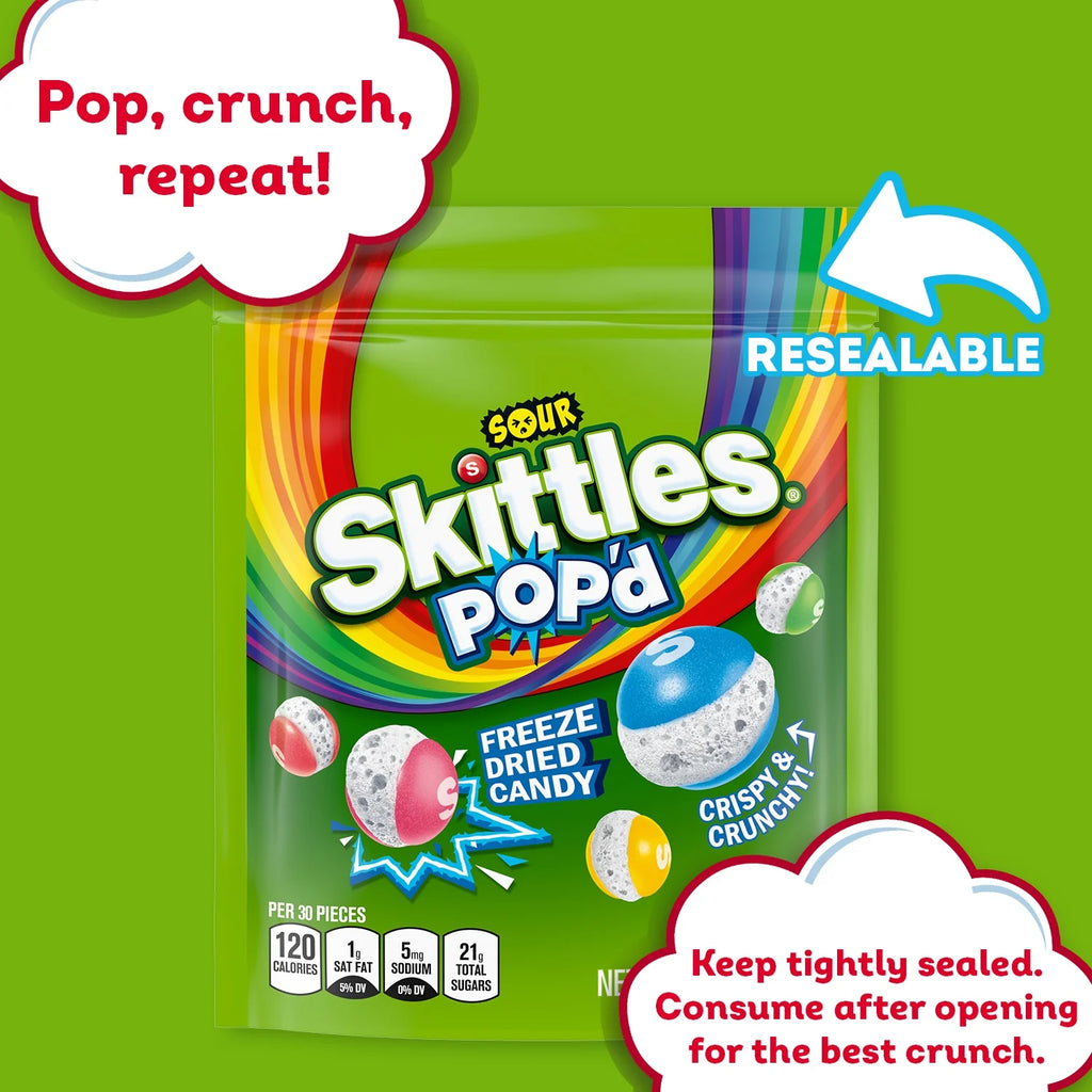 Skittles Pop'd Sour Freeze Dried Candy