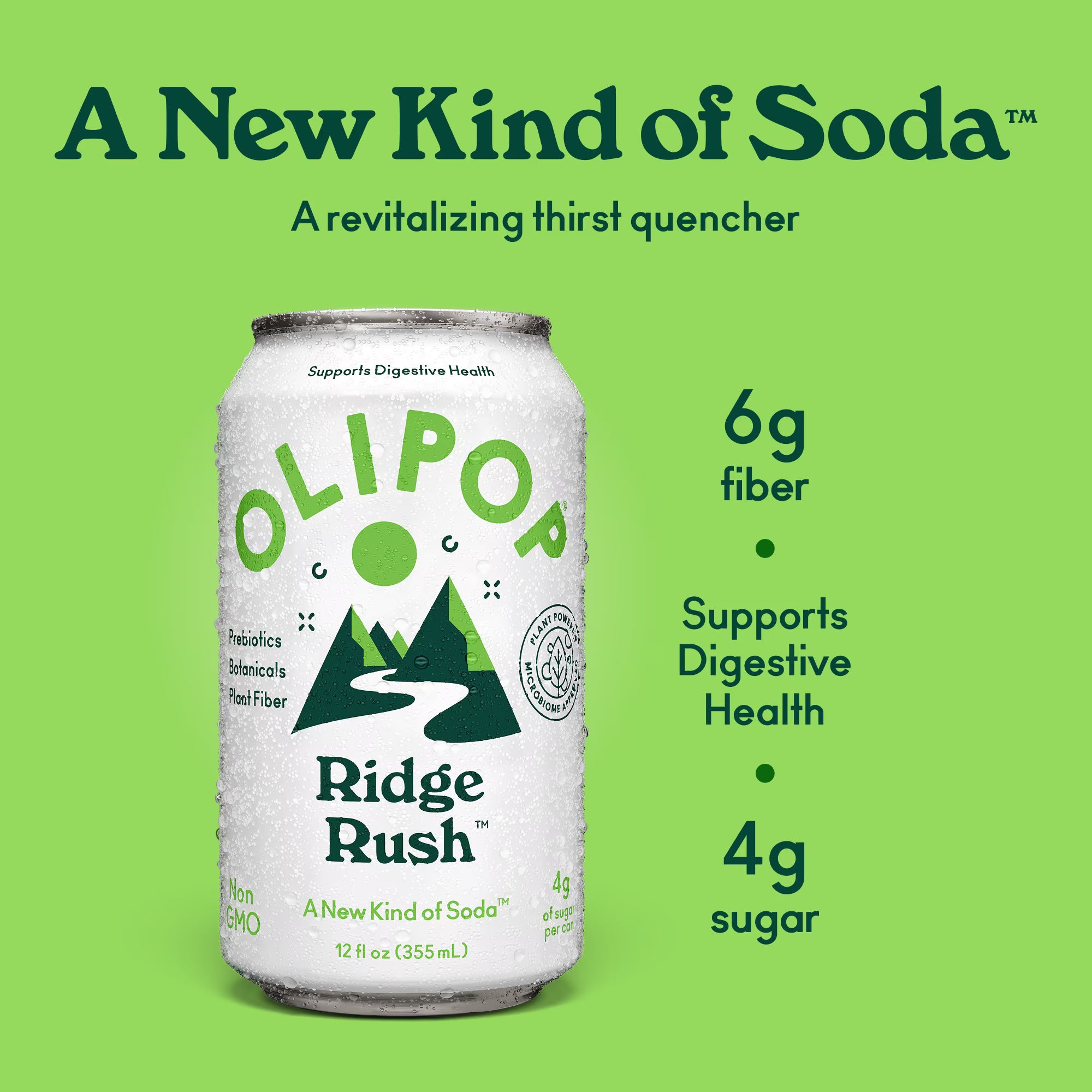 OLIPOP Prebiotic Soda Ridge Rush