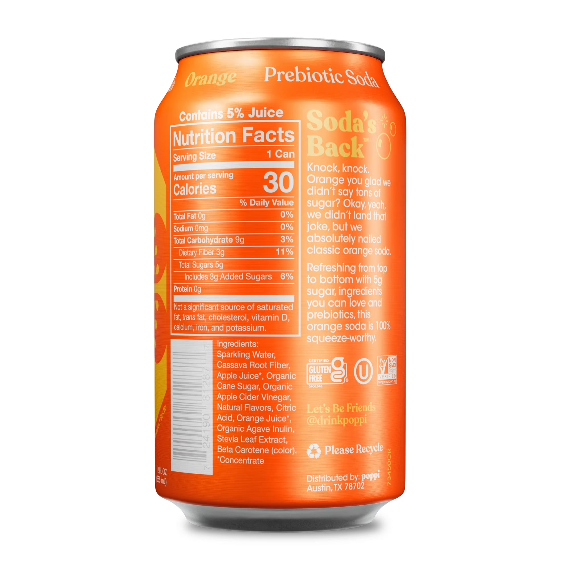 poppi boisson gazeuse prébiotique orange
