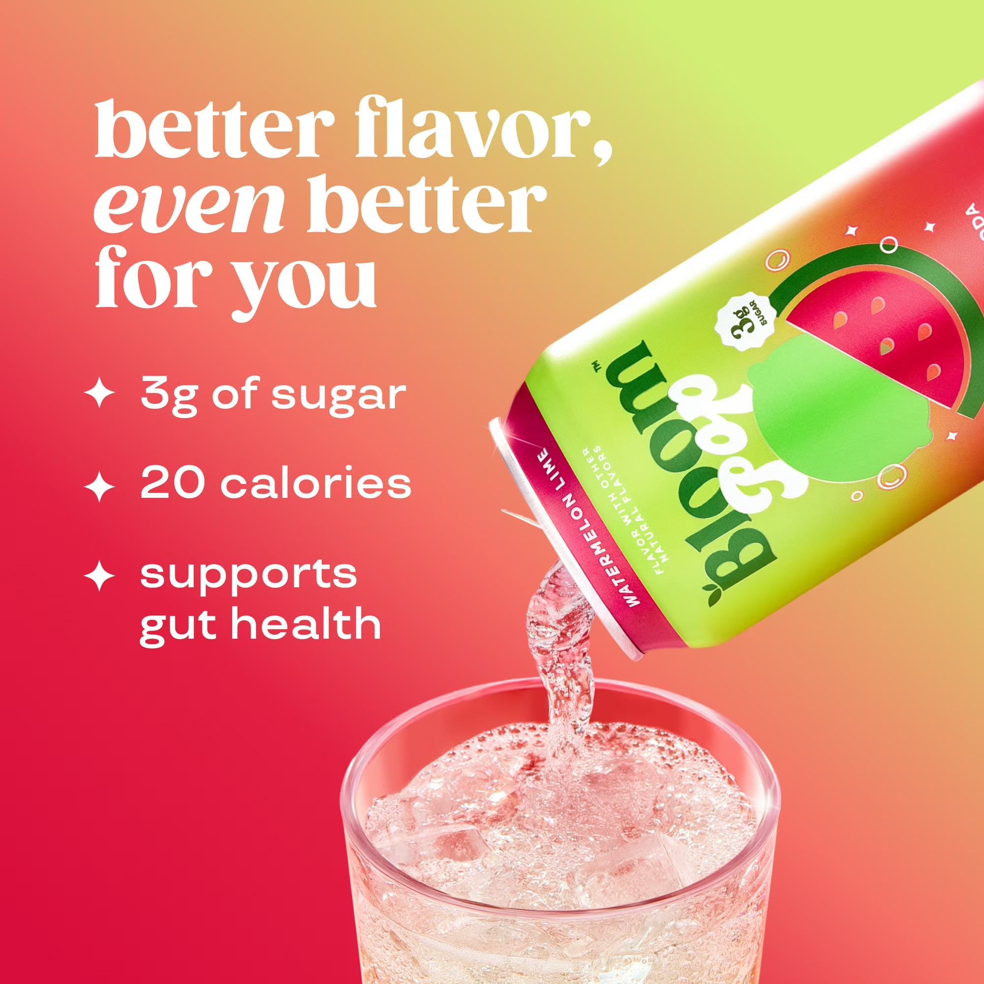Bloom Pop Prebiotic Soda Watermelon Lime