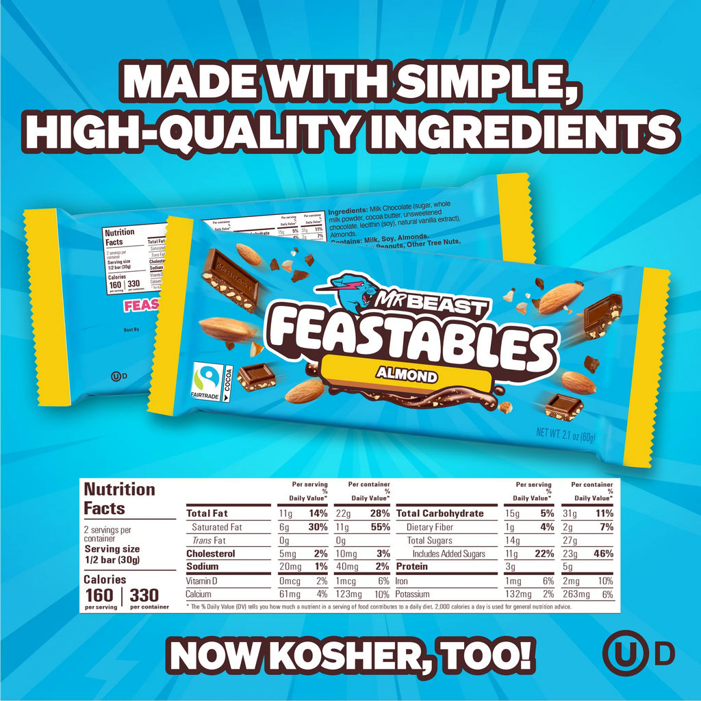 Feastables MrBeast Barre de chocolat aux amandes
