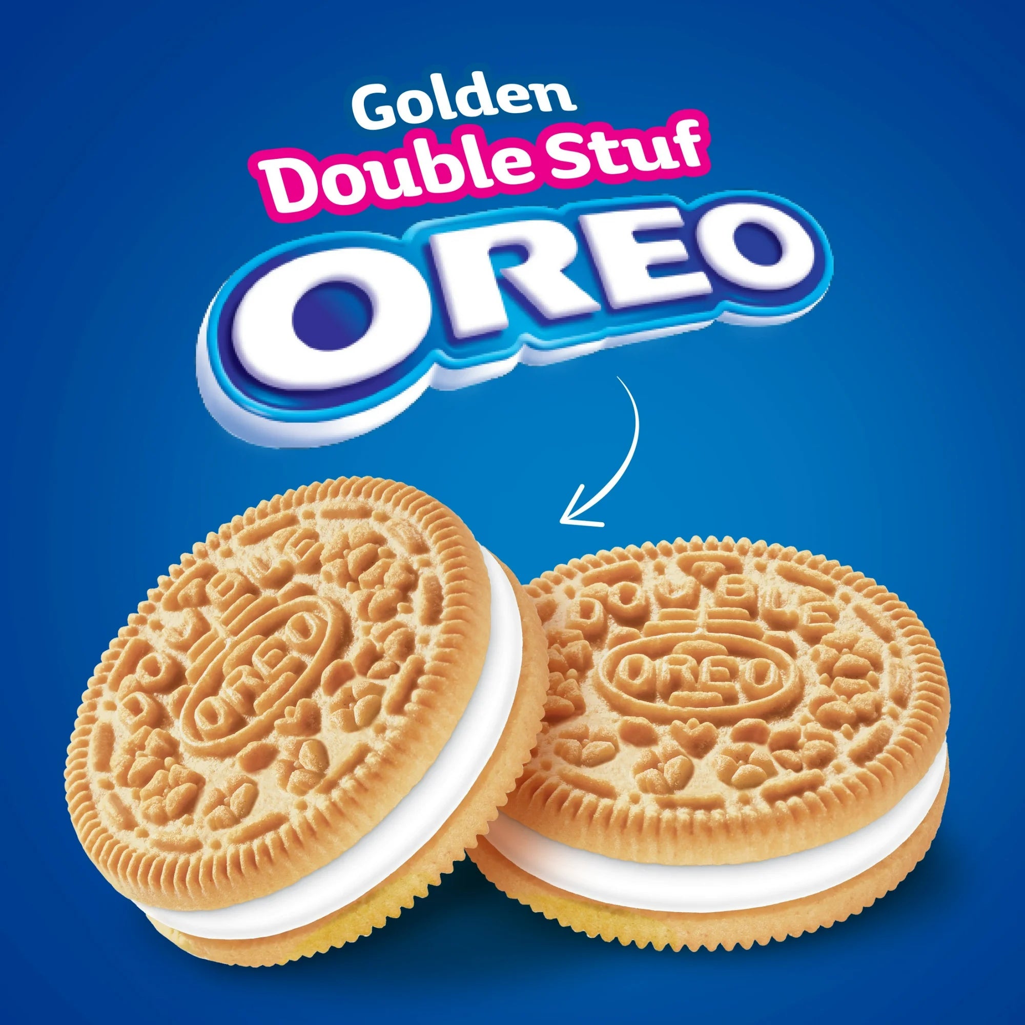 Oreo Double Stuf Golden Sandwich Cookies – American Vanilla Cookies with Extra Creme