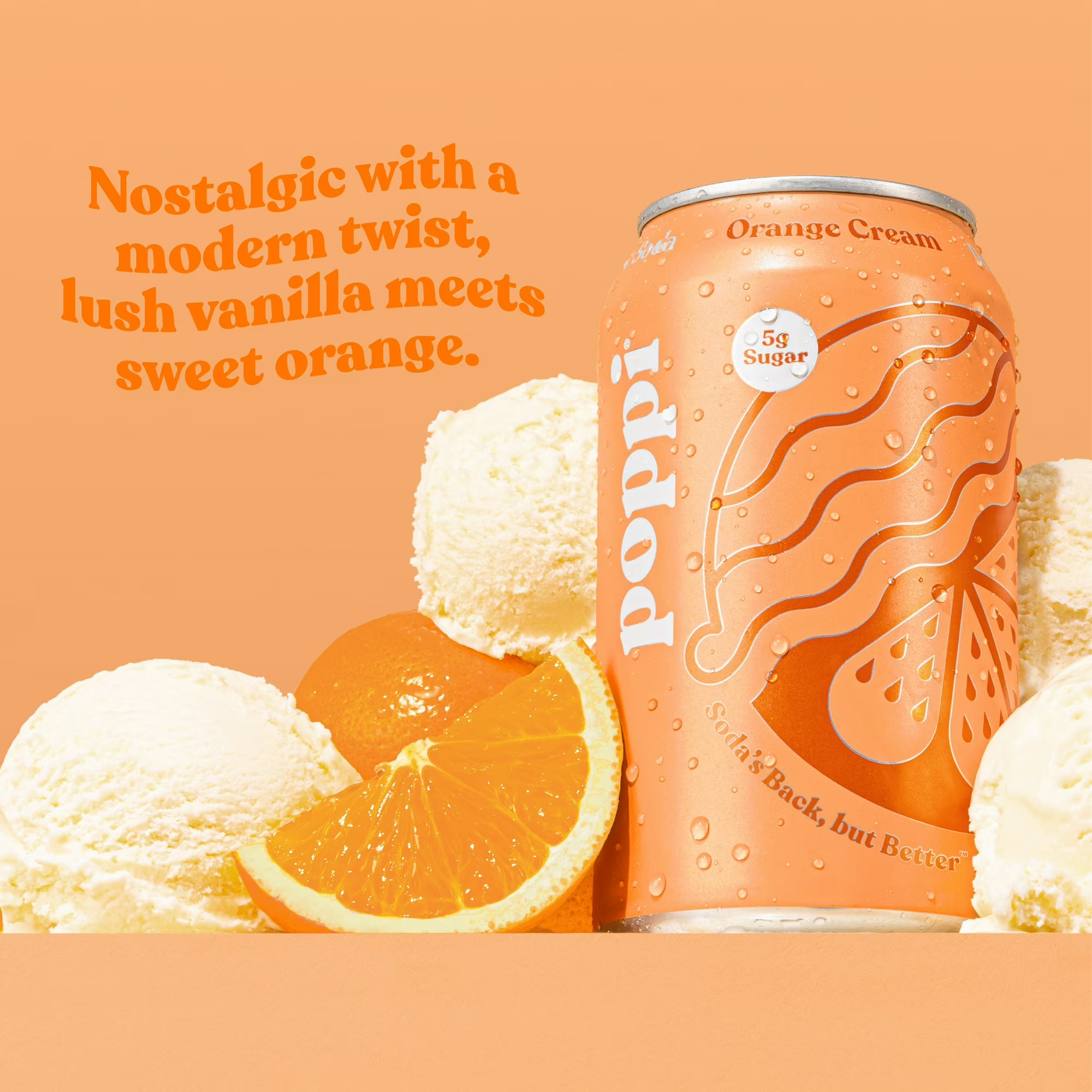 Soda prébiotique orange-crème poppi