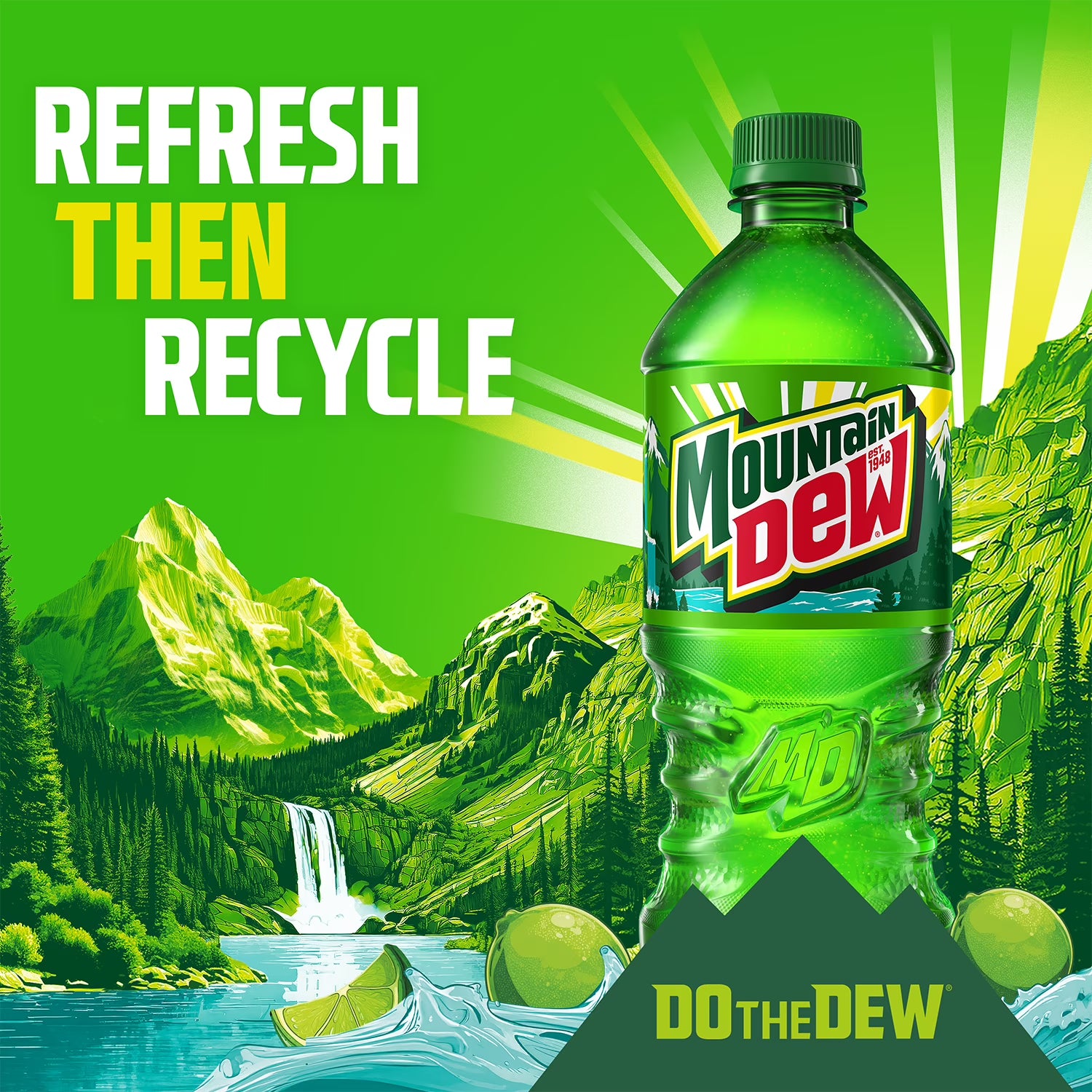 Boisson gazeuse Mountain Dew Baja Blast Citron vert et agrumes tropicaux