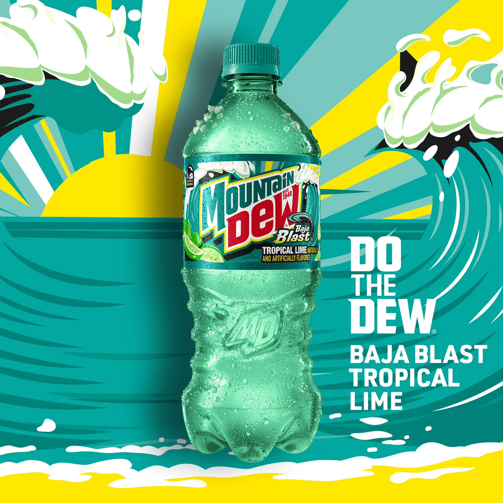 Boisson gazeuse Mountain Dew Baja Blast Citron vert et agrumes tropicaux