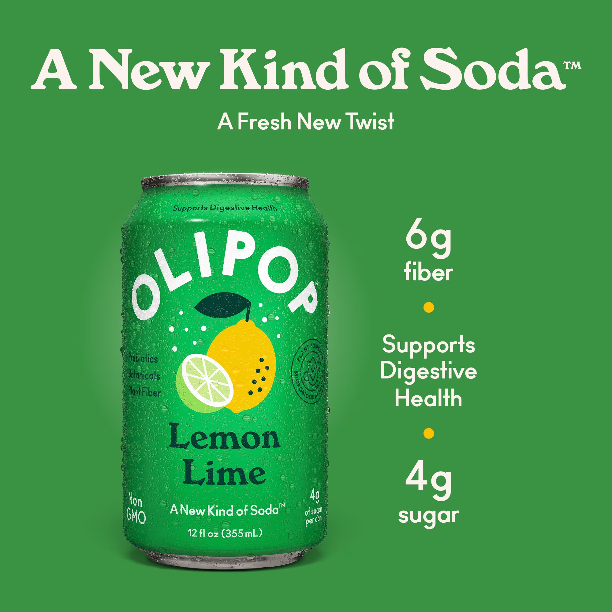 OLIPOP Prebiotic Soda Lemon Lime