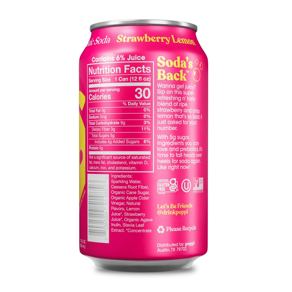 Boisson gazeuse prébiotique poppi Fraise Citron