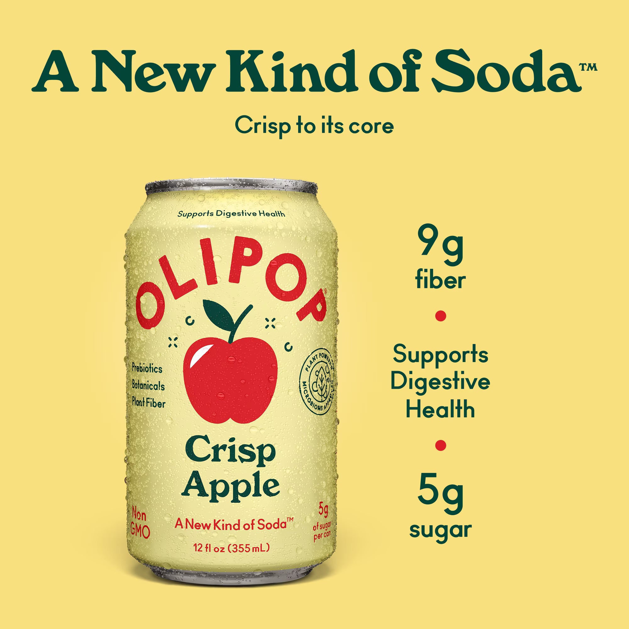Boisson gazeuse prébiotique OLIPOP Pomme croustillante