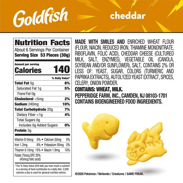 Goldfish Pikachu Cheddar Crackers