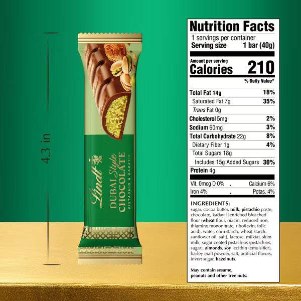 Bâtonnet de Chocolat au Lait Lindt Façon Dubaï