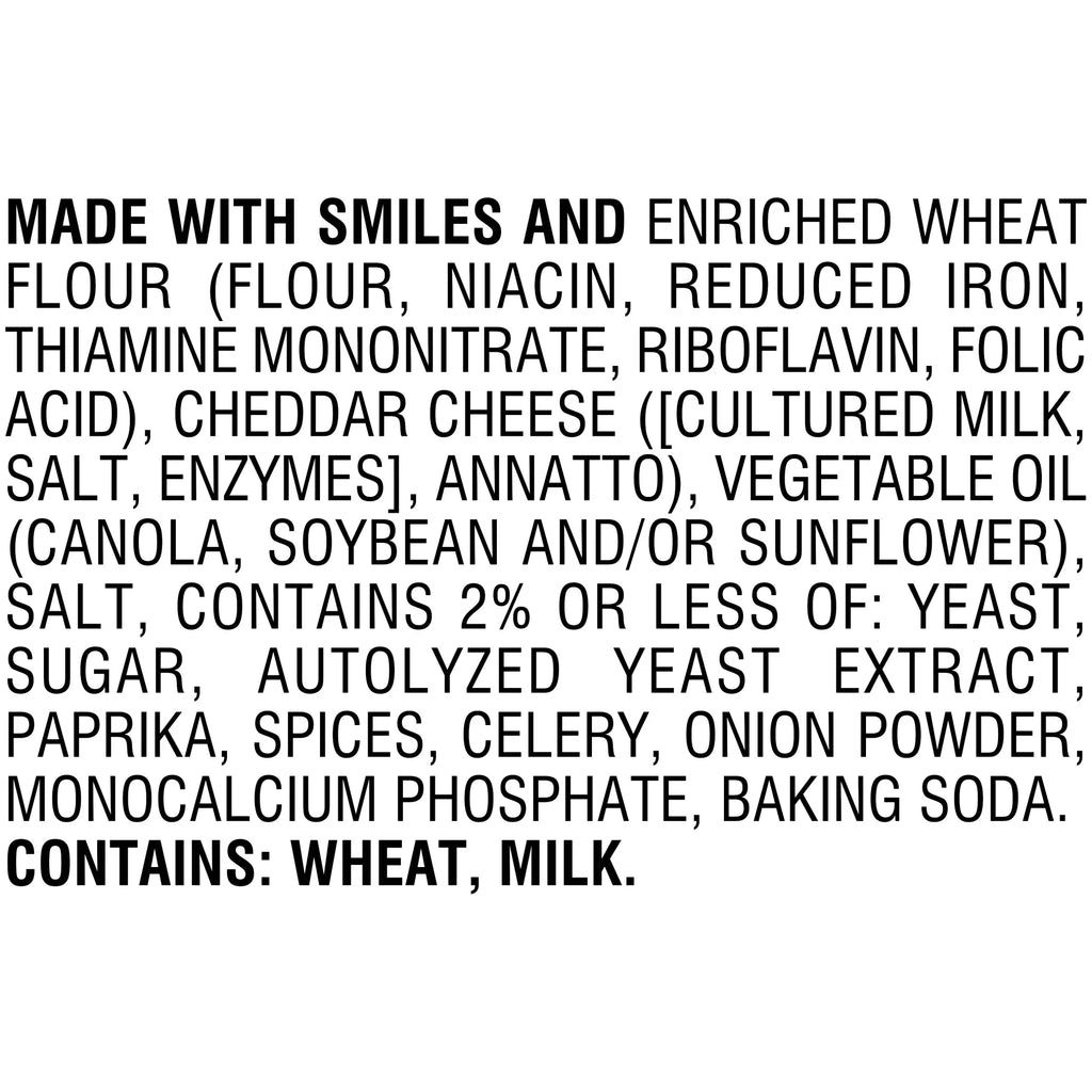 Black text on a white background listing ingredients and allergens of Goldfish Cheddar.