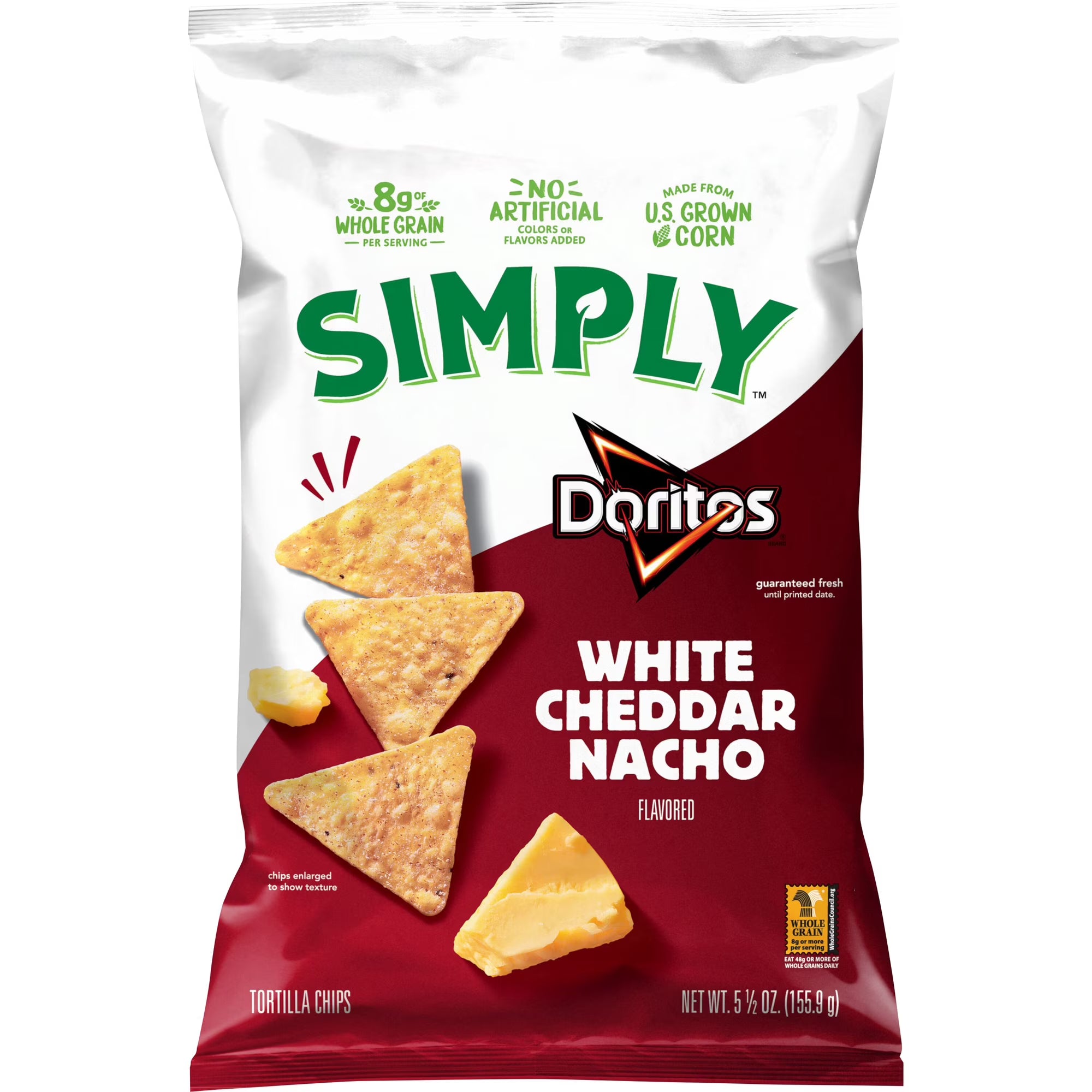 Simply Doritos White Cheddar Nacho Tortilla Chips