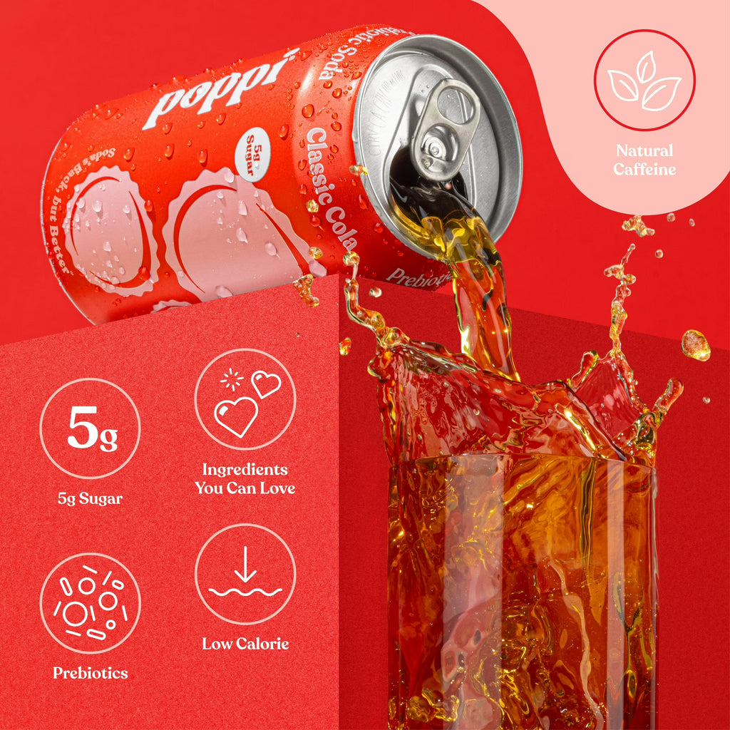boisson pétillante prébiotique poppi saveur cola classique