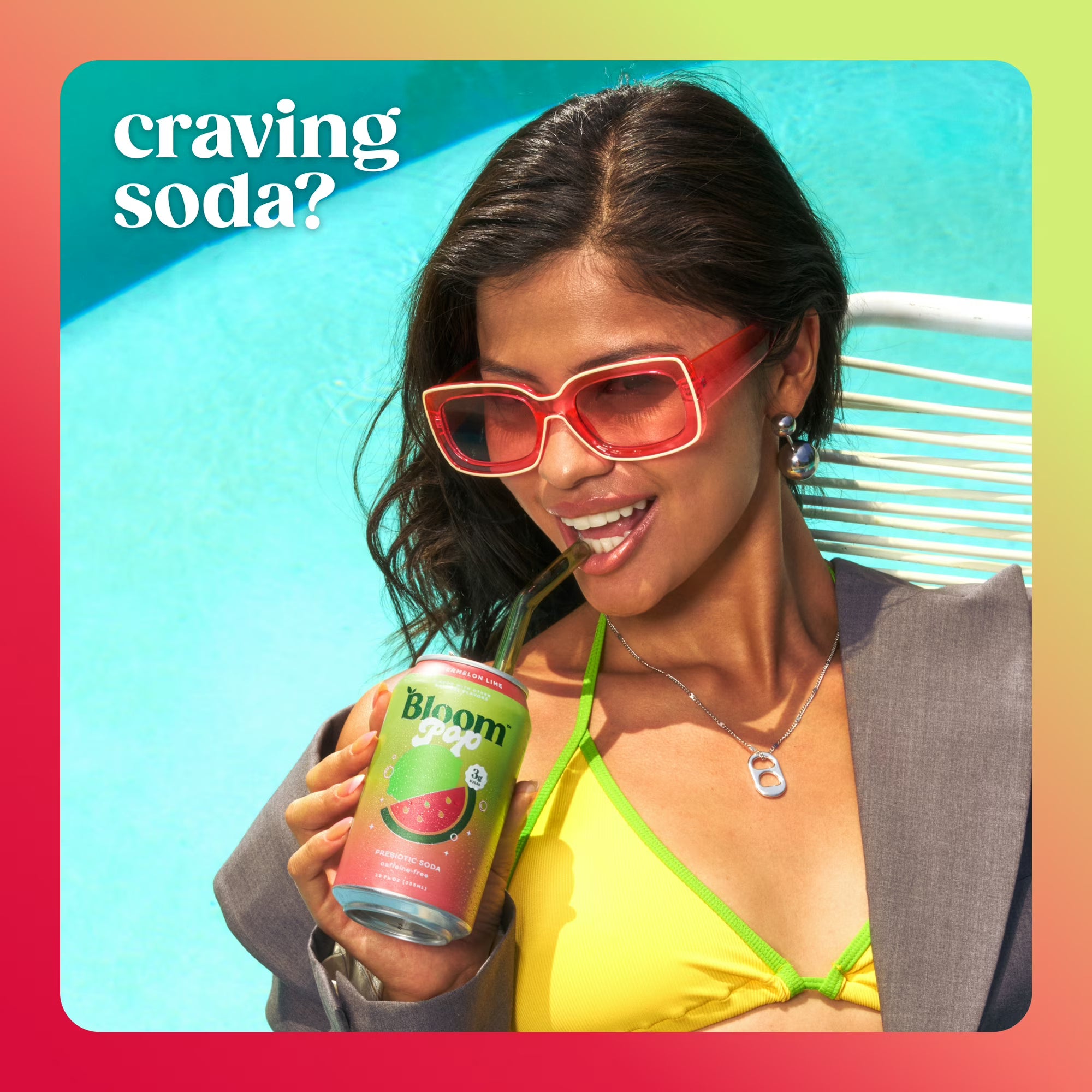 Bloom Pop Prebiotic Soda Watermelon Lime