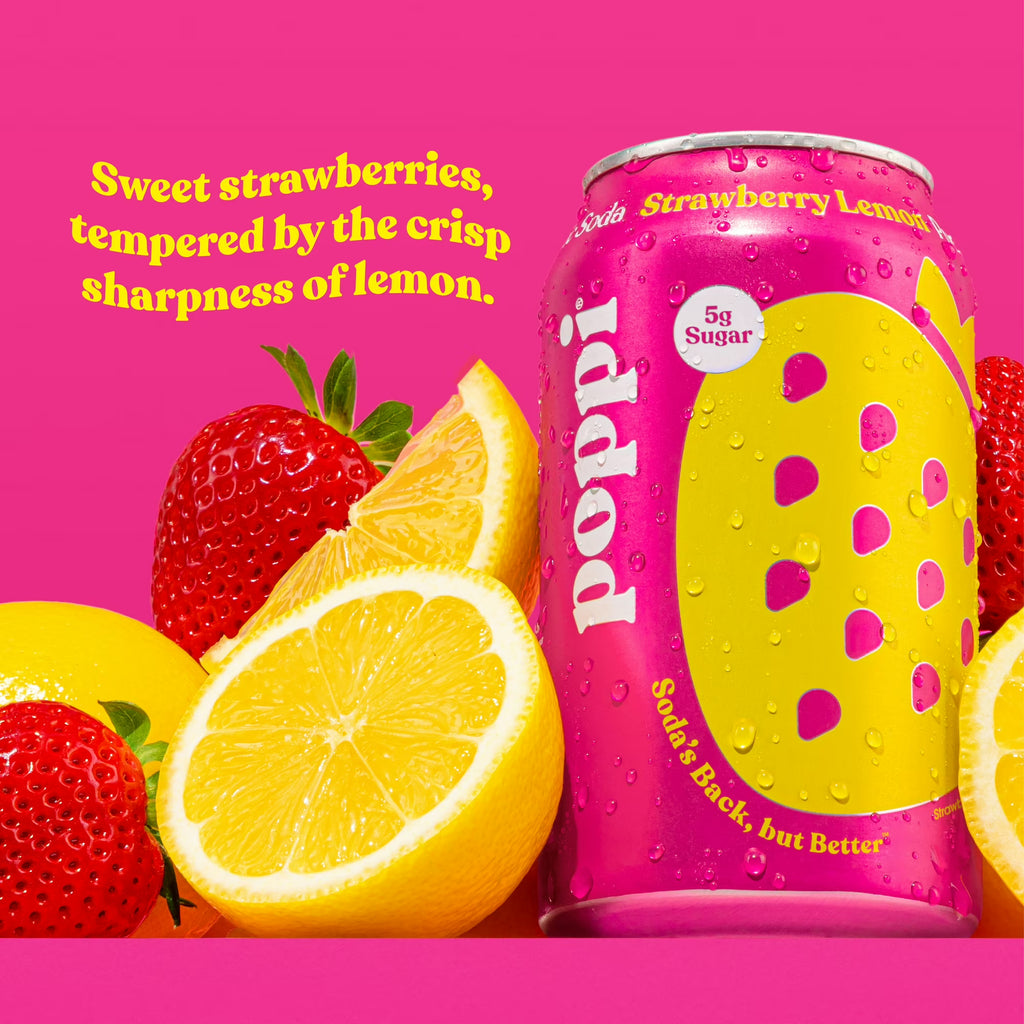 Boisson gazeuse prébiotique poppi Fraise Citron
