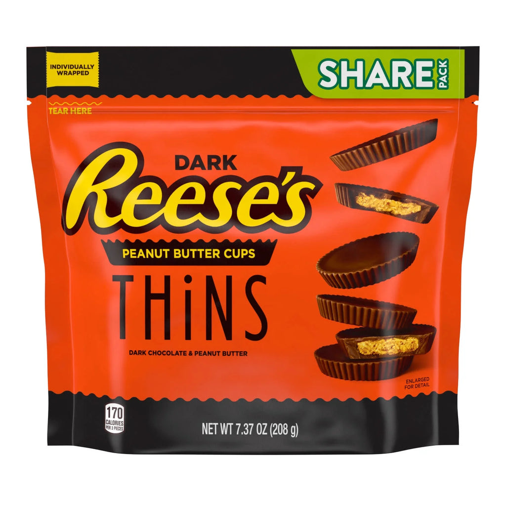 Reese's Thins Dark Chocolate Peanut Butter Cups – Thin American Peanut Butter Candy