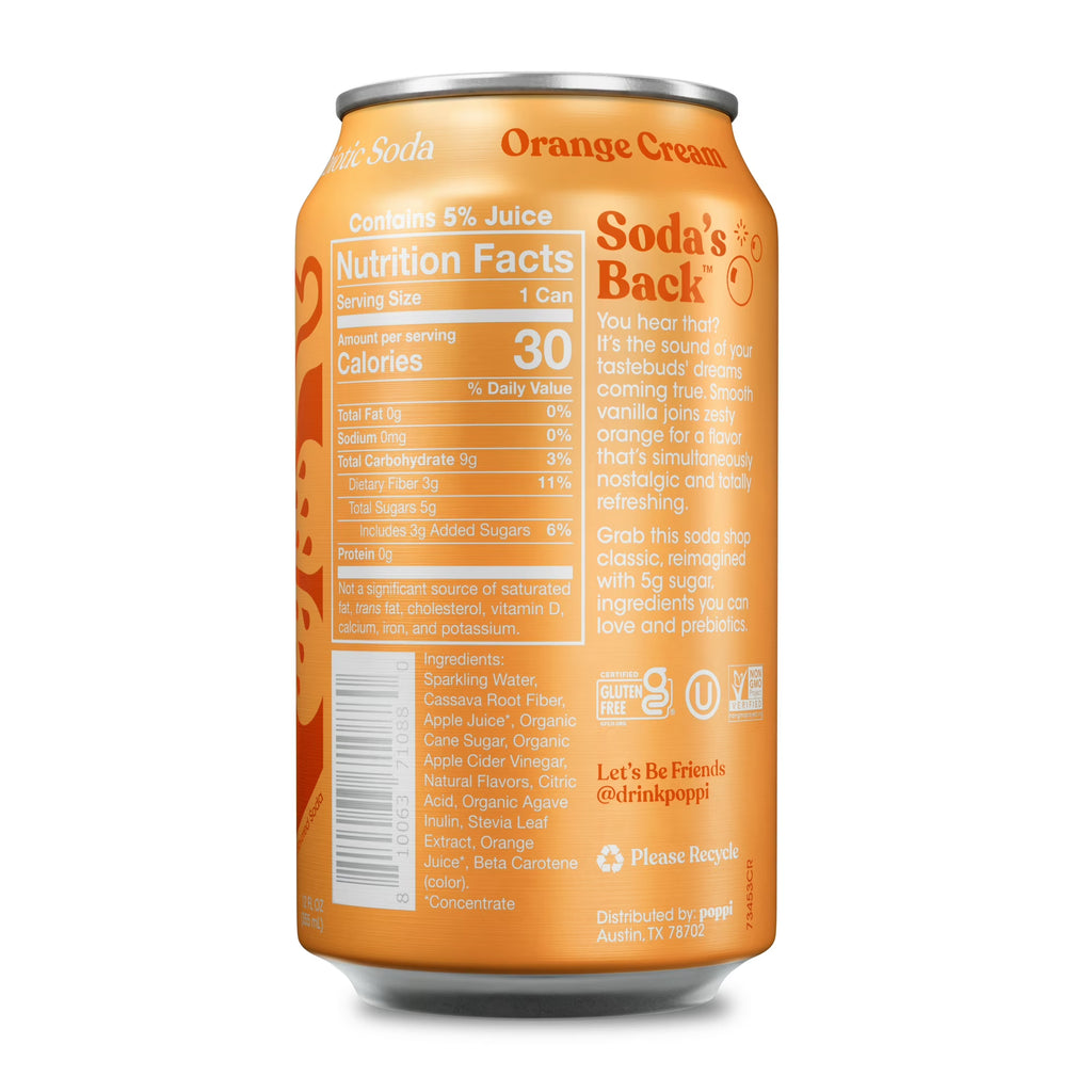 Soda prébiotique orange-crème poppi