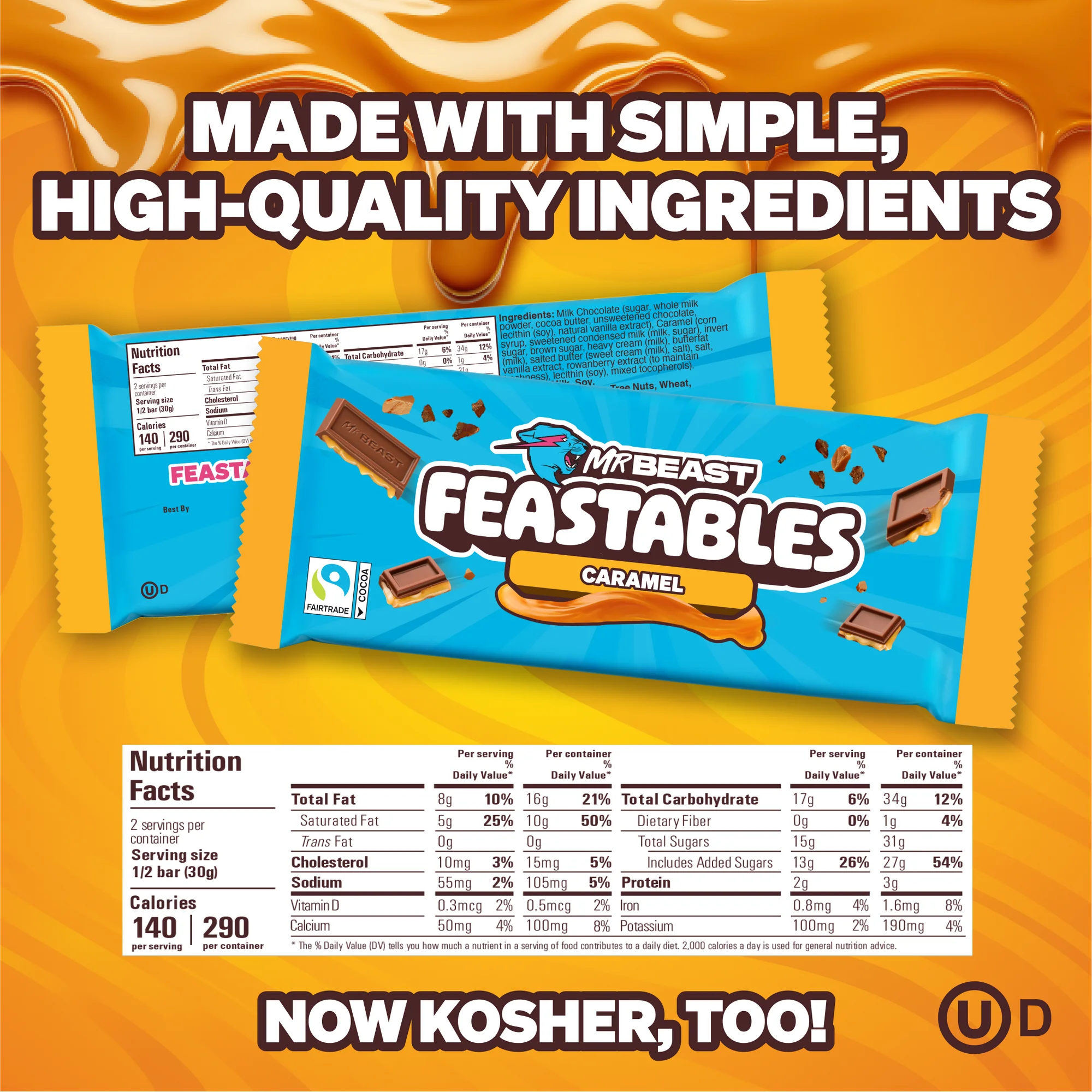 Feastables MrBeast Milk Chocolate Caramel Bar