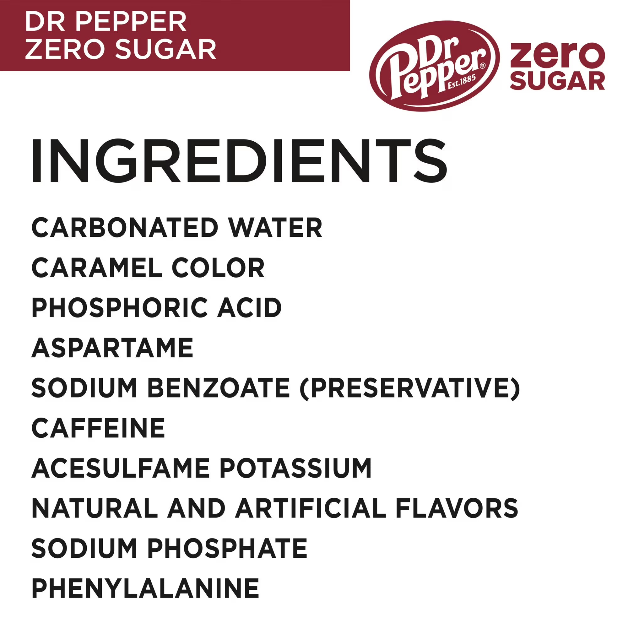 Boisson gazeuse Dr Pepper zéro sucre