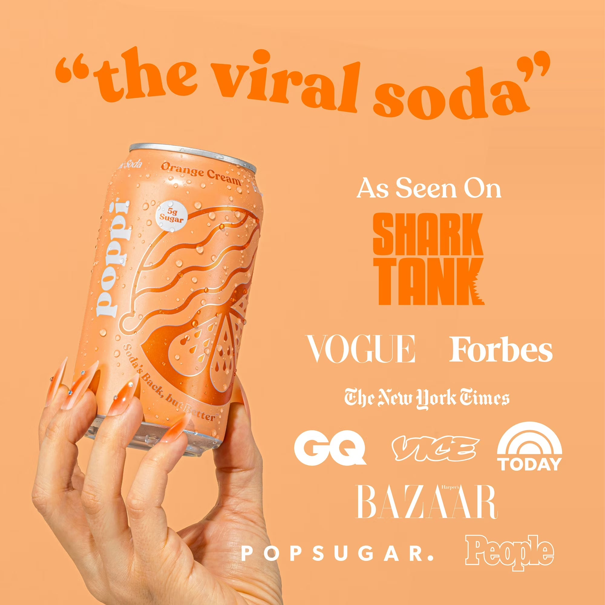 Soda prébiotique orange-crème poppi